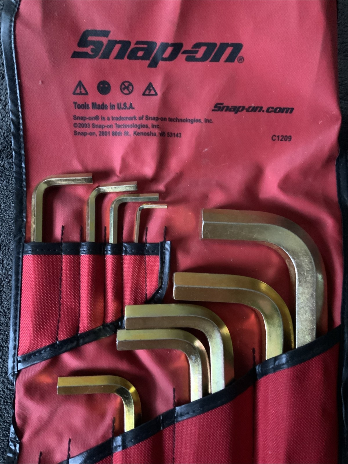 Snap On Hex Key Set, Missing Couple…see Pics….in Canvas Case….