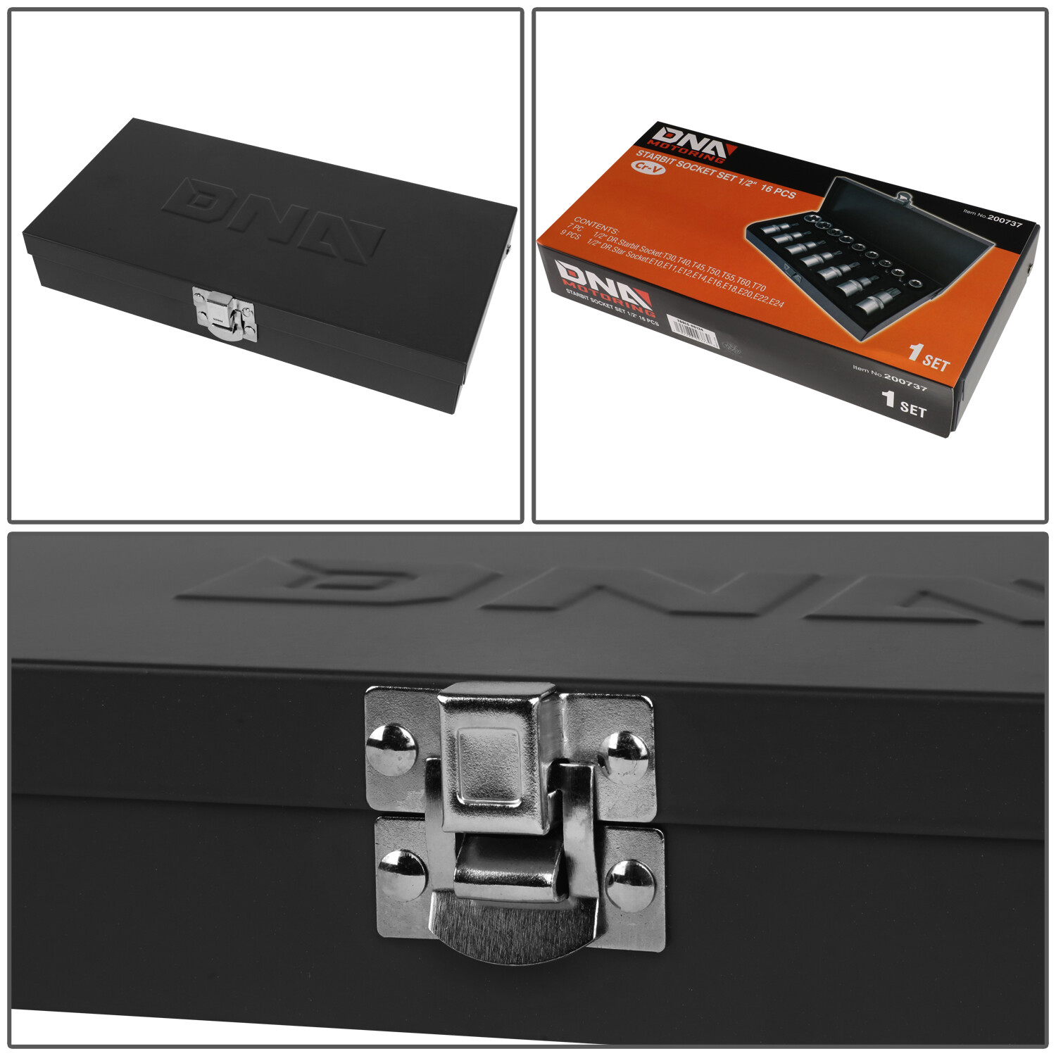 7Pc Internal & 9Pc External Torx Socket Hand Tool Kit 1/2″ Drive w/Carrying Case