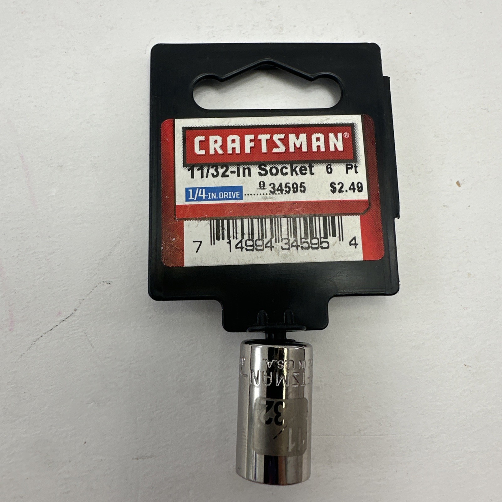 Craftsman 11/32” Socket 1/4” Drive 6 Pt. #34595 New NOS
