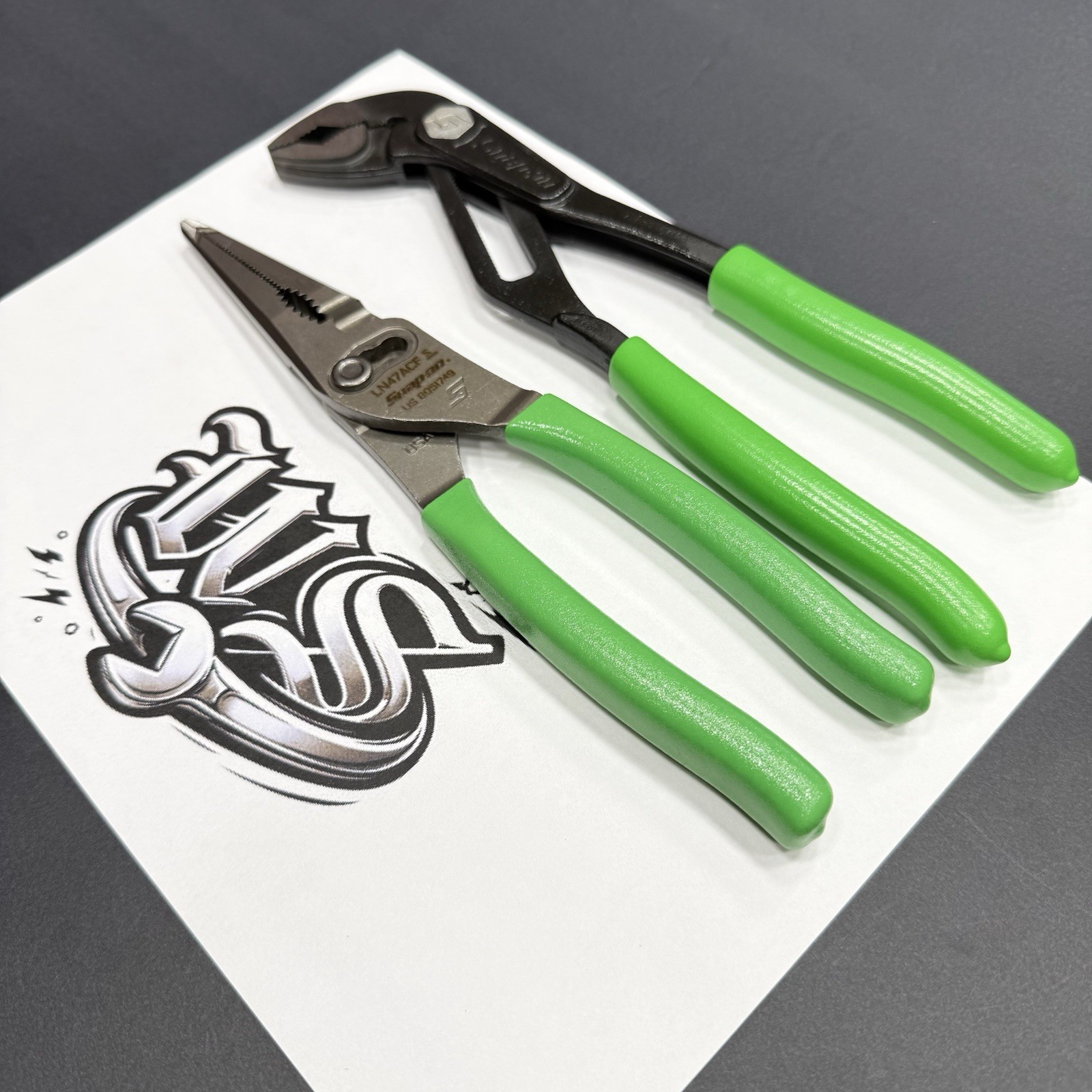 Snap-on Tools USA NEW 2pc GREEN Soft Grip Assorted Pliers Set LN47ACF AWPBX10