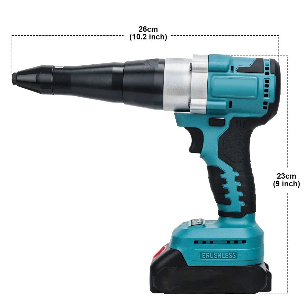 For Makita LXT 18V Battery Brushless Electric Rivet Gun Kit + 20 Rivets & LED
