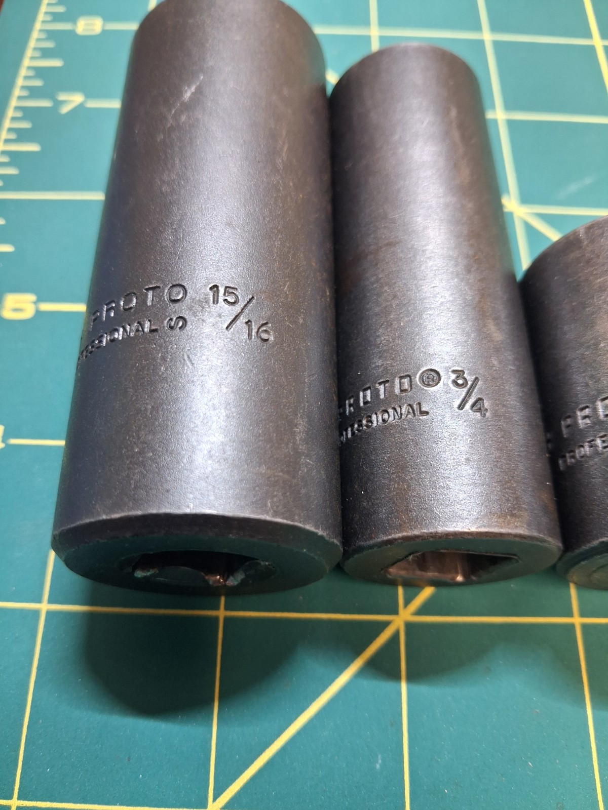 Proto Professional 1/2″ Drive 3 Piece Lot 6pt & 8pt Impact Sockets 15/16 3/4