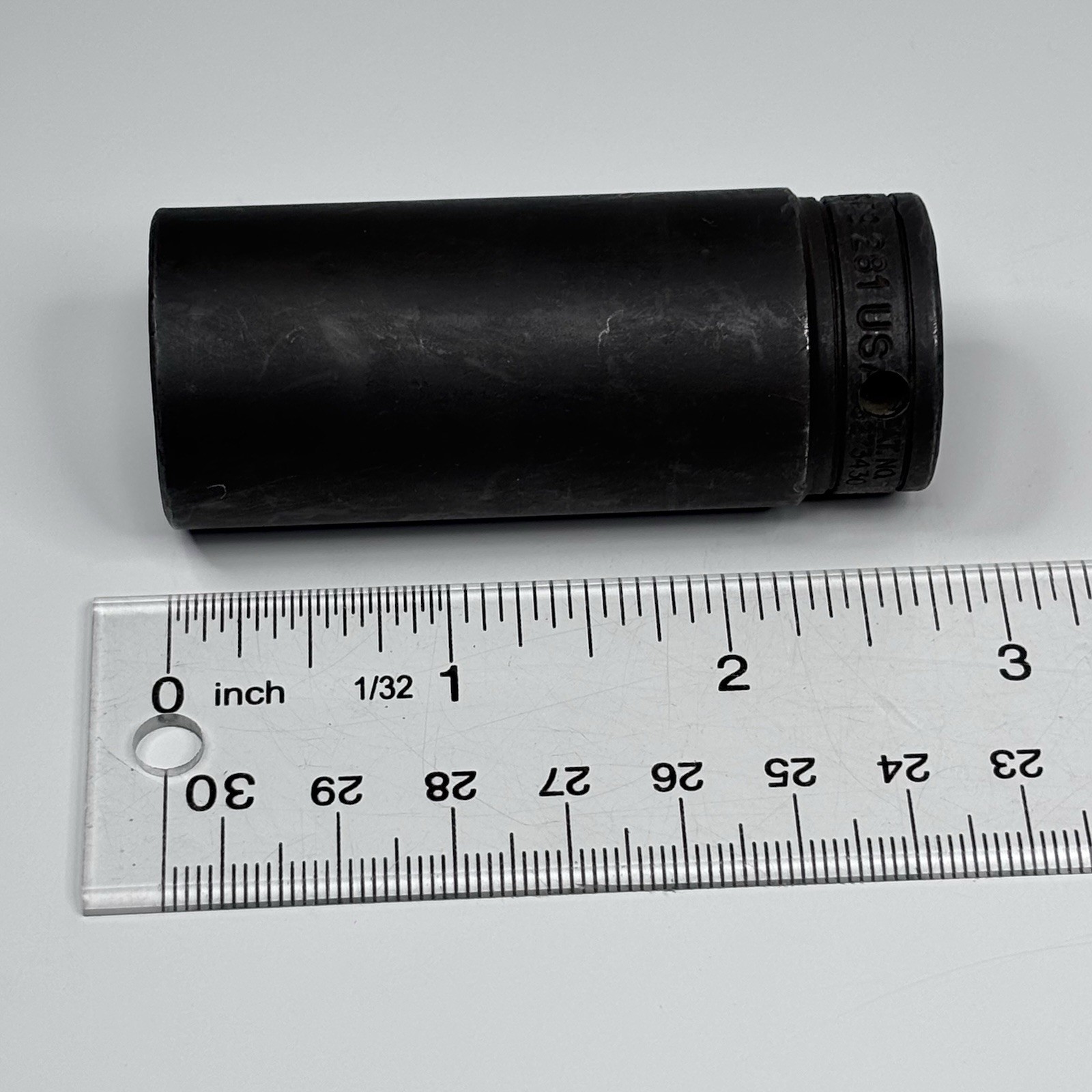 Snap On Tools GSFS281 3/8 Dr 6Pt SAE 7/8 Flank Dr Black Industrial Deep Socket