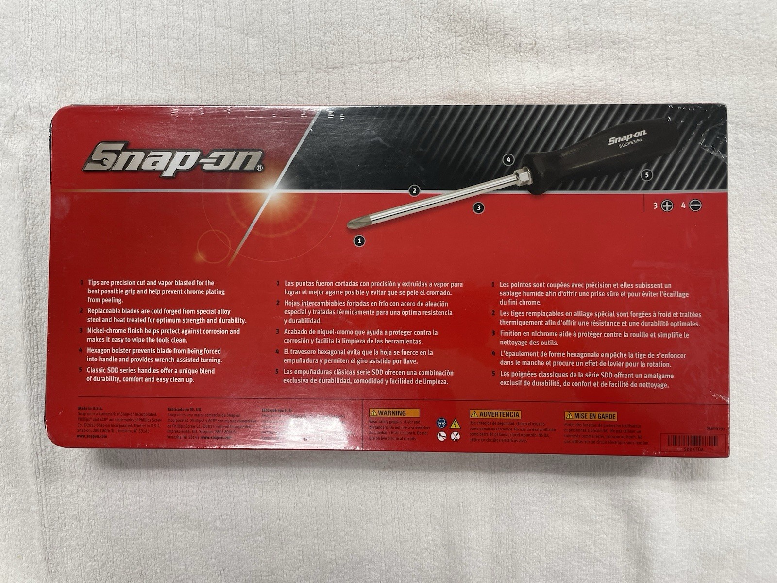 NEW Snap On Combination Screwdriver Set 7 Pcs. Black Hard Handles SDDX70A