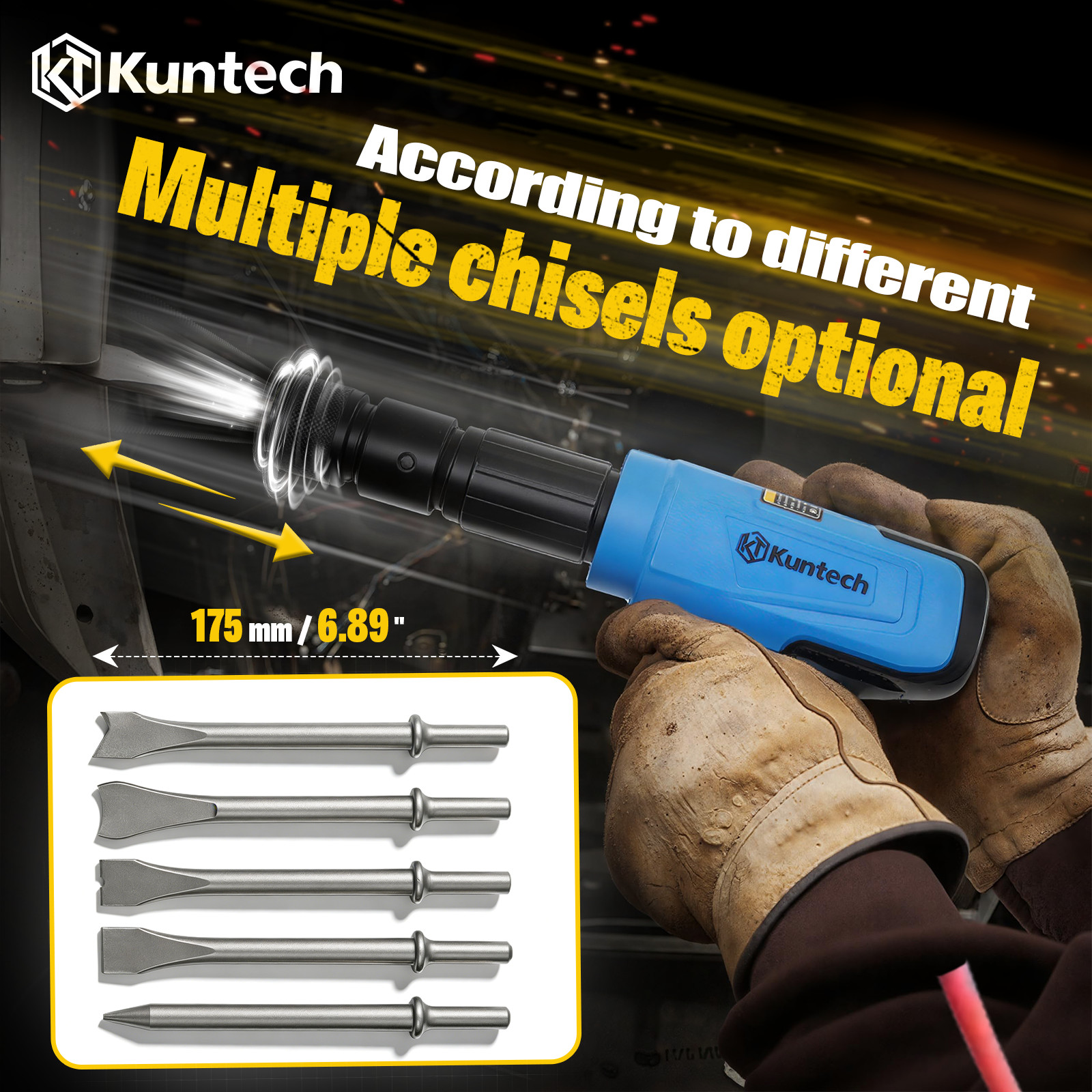 27PCS Air Hammer Kit Multi-functional Pneumatic Hammers Piece Chisel Set 2500BPM