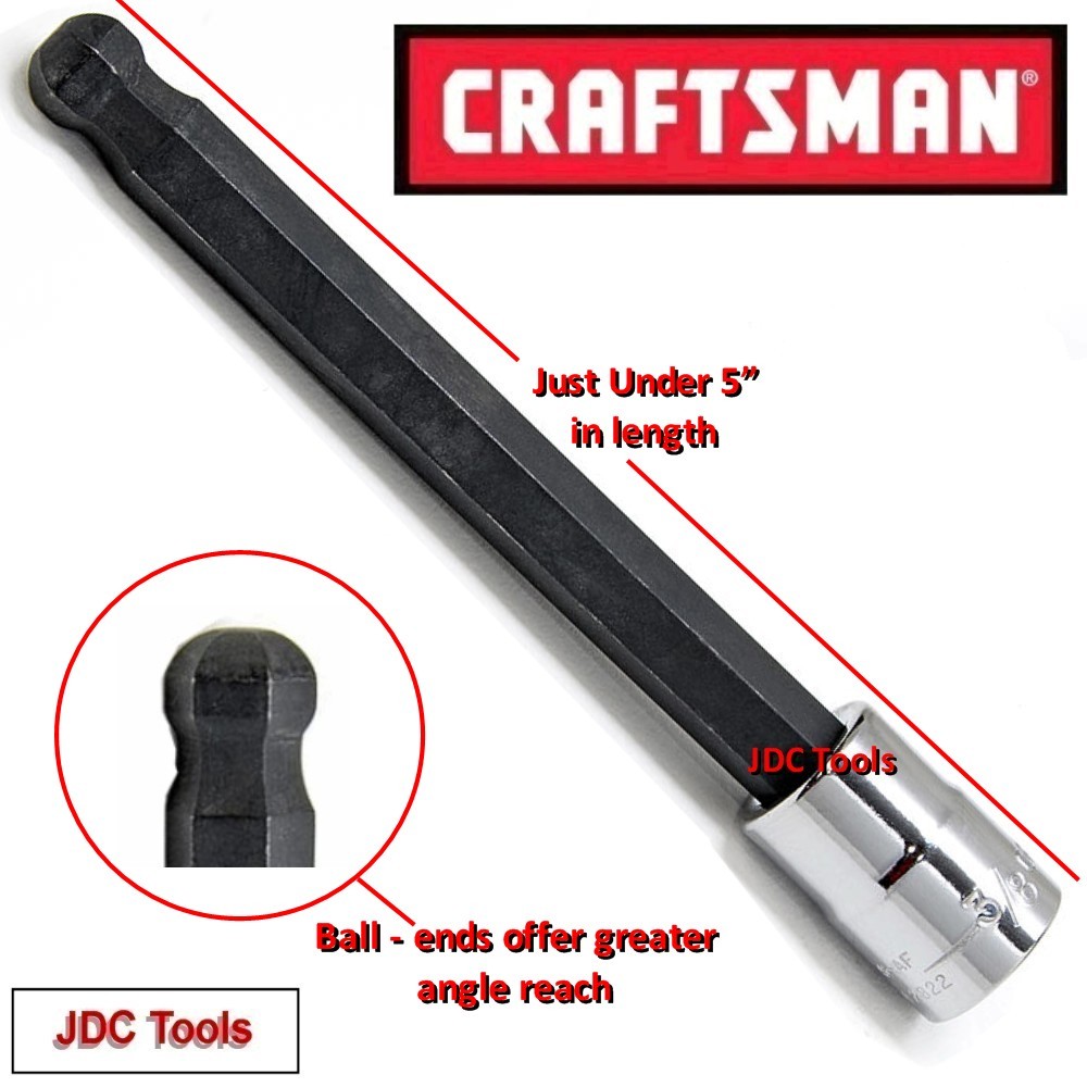 CRAFTSMAN HAND TOOLS 5pc 1/4 3/8 SAE Long Hex Allen bit ratchet socket set
