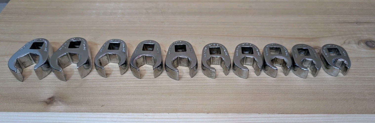 Snap On 10pc 3/8″ Drive Metric Crowfoot Flare Nut Socket Set 9-18mm 210FRHMA