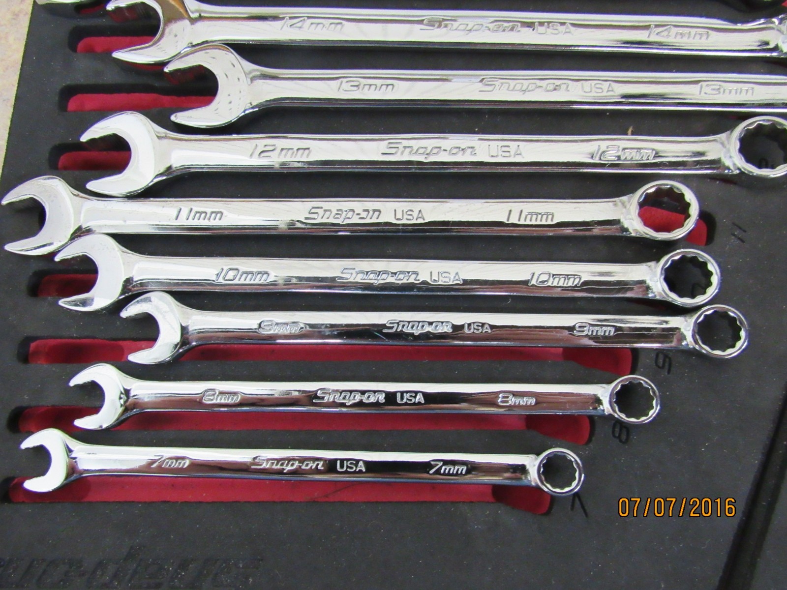 Snap-On 13pc 12 Pt Metric Flank Drive Wrench Set PRO-FI foam 7-19mm SOEXM01FMBR