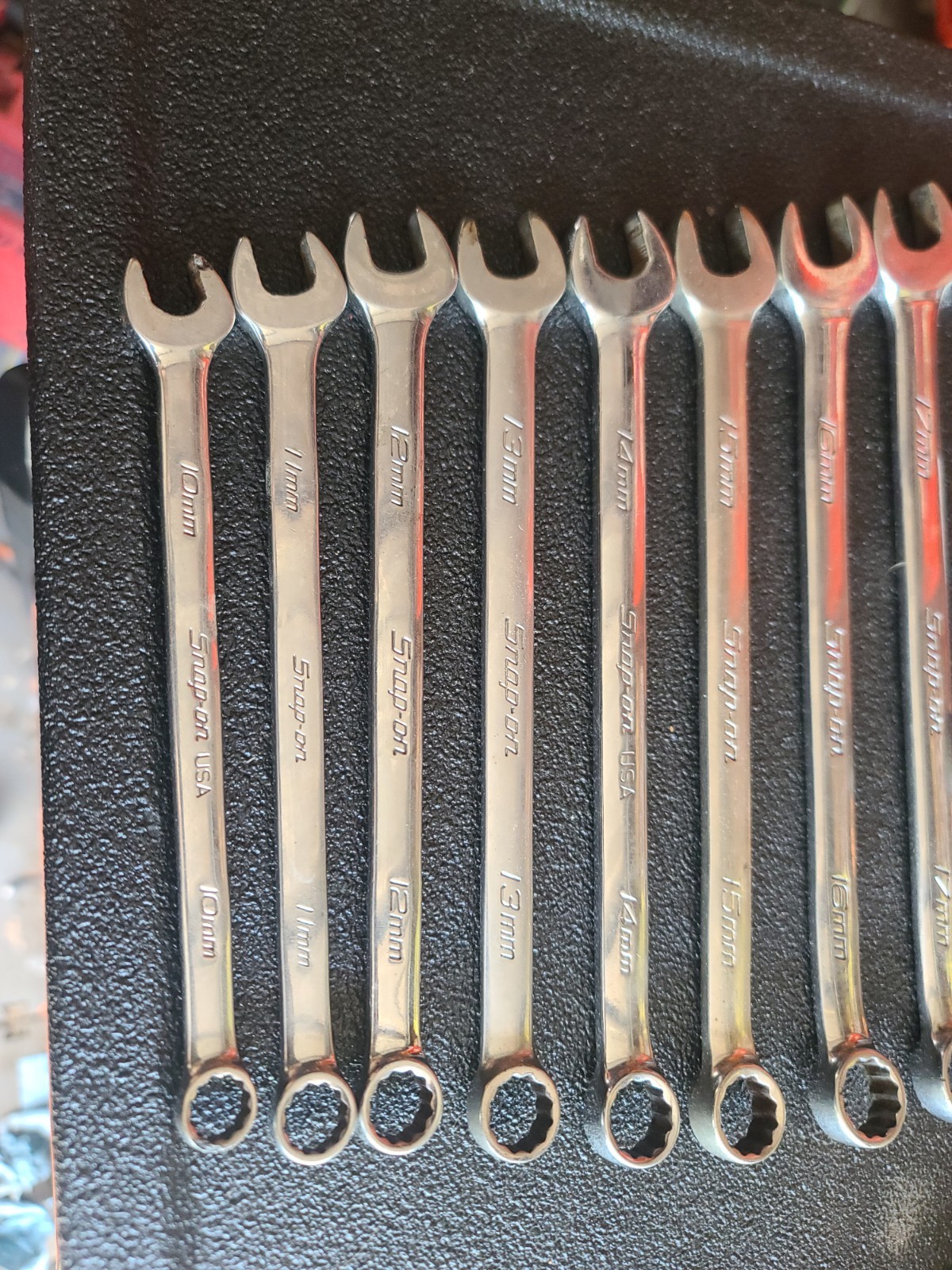 SNAP-ON 10PC METRIC 12PT FLANK DRIVE SHORT COMBINATION WRENCH SET 10-19MM