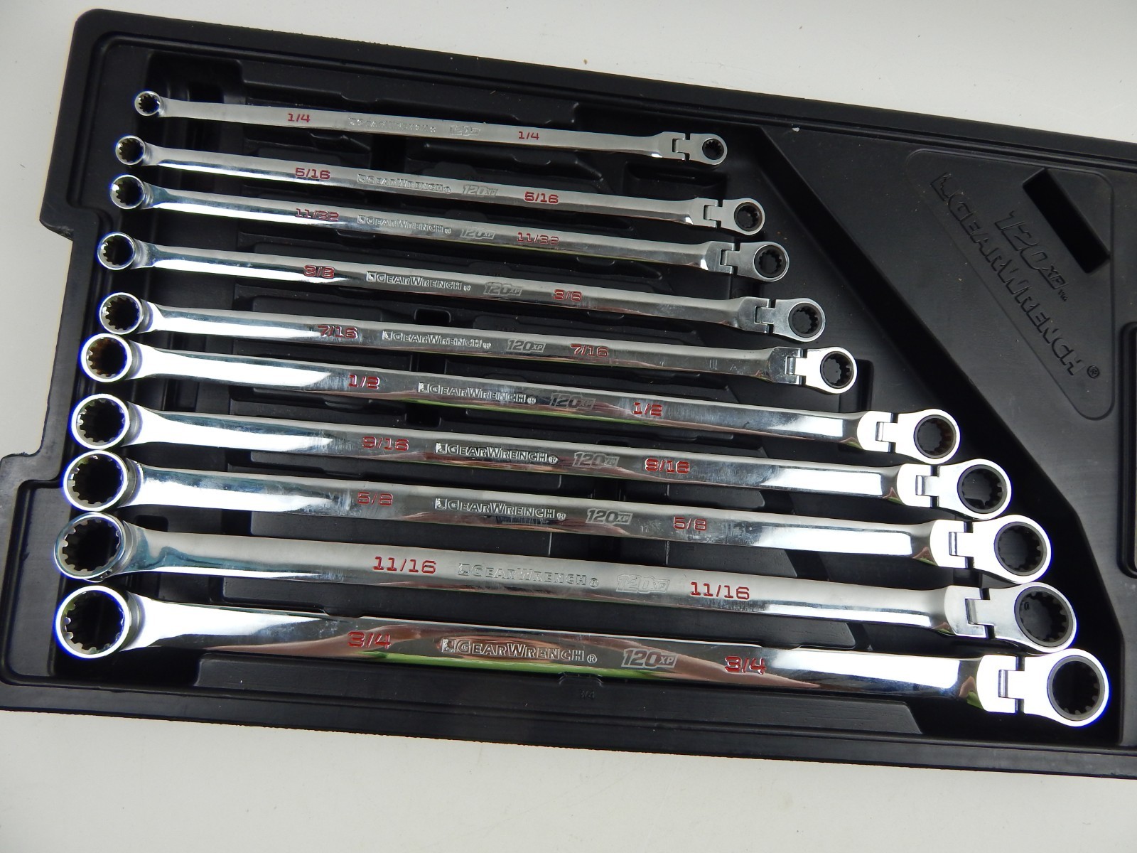 GearWrench 120XP Universal Spline SAE XL Flex-Head Ratcheting Wrench Set 10pc