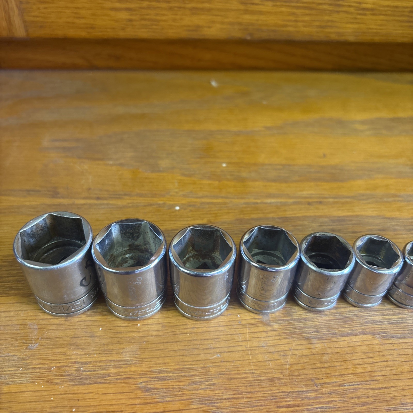Snap On 3/8″ Drive 10Pc SAE Shallow 6 Pt Chrome Socket 1/4” to 13/16”