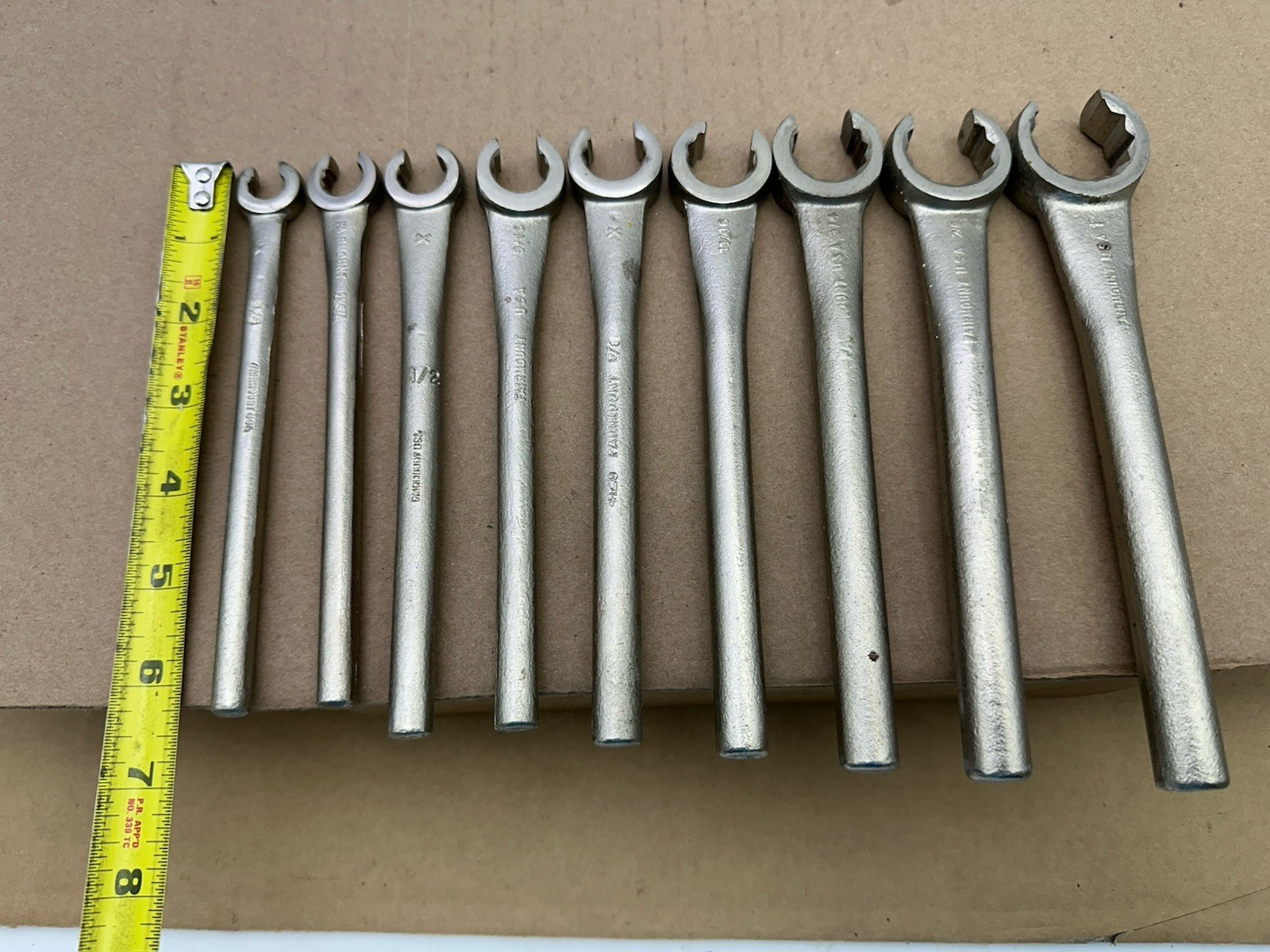 Fairmount 9pc Single End Flare Nut Line Wrench Set USA 3/8″-1″ Very Nice Shape