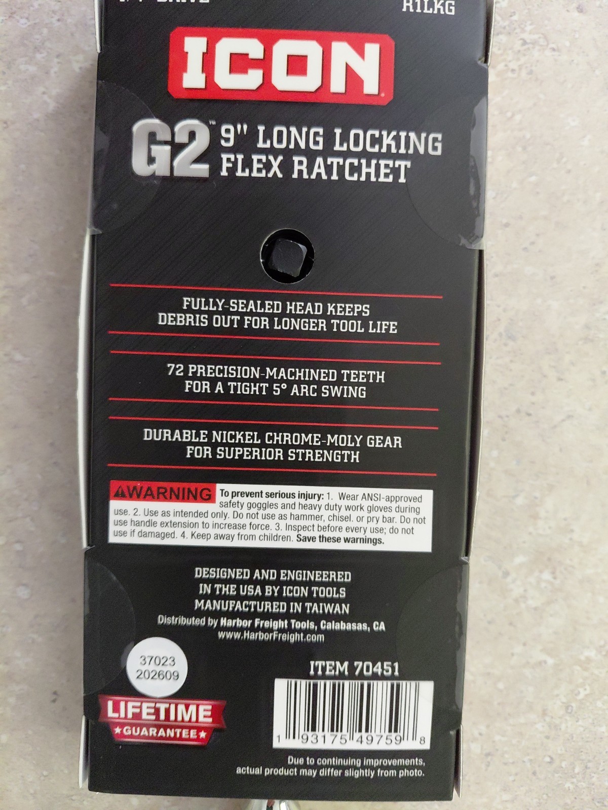 Icon R1LKG 1/4” Drive Ratchet G2 9” Long Locking Flex Ratchet New