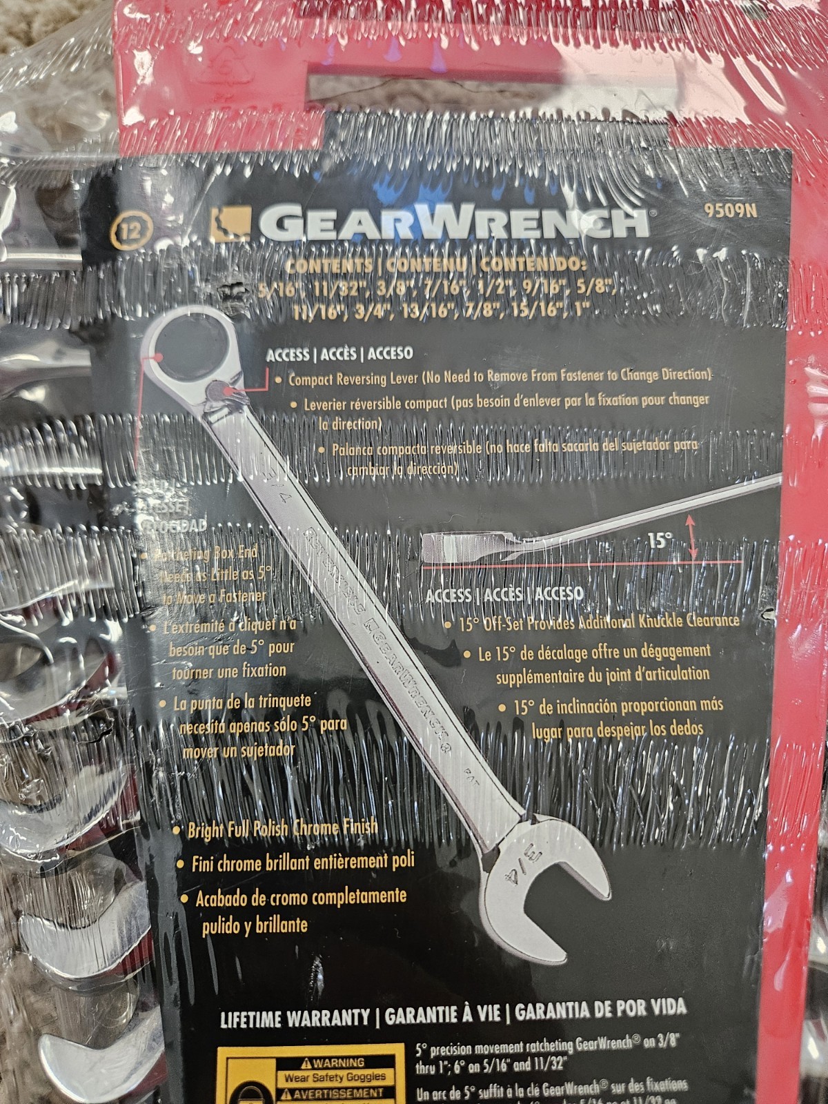 Gearwrench 13pc Master SAE Reversible Ratcheting Wrench set 5/16″ to 1″ #9509N