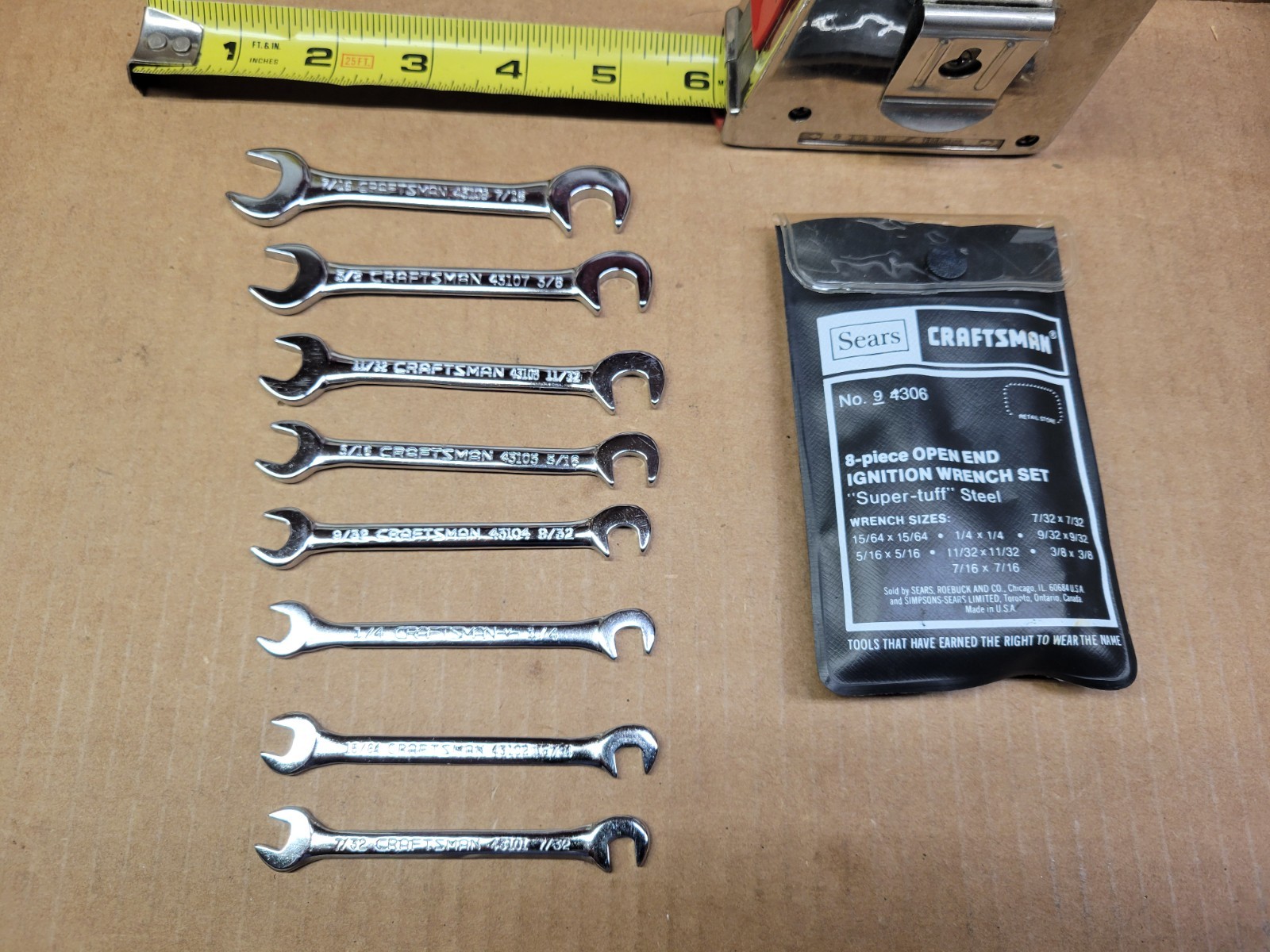 Craftsman USA 8-Piece Open End Ignition Wrench Set with Pouch No 4306
