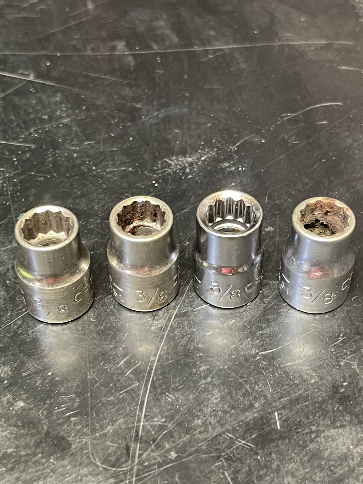 4x Craftsman 44331 3/8″ 12pt 3/8″ Drive Sockets Lot Of 4 Craftsman v Inverted G