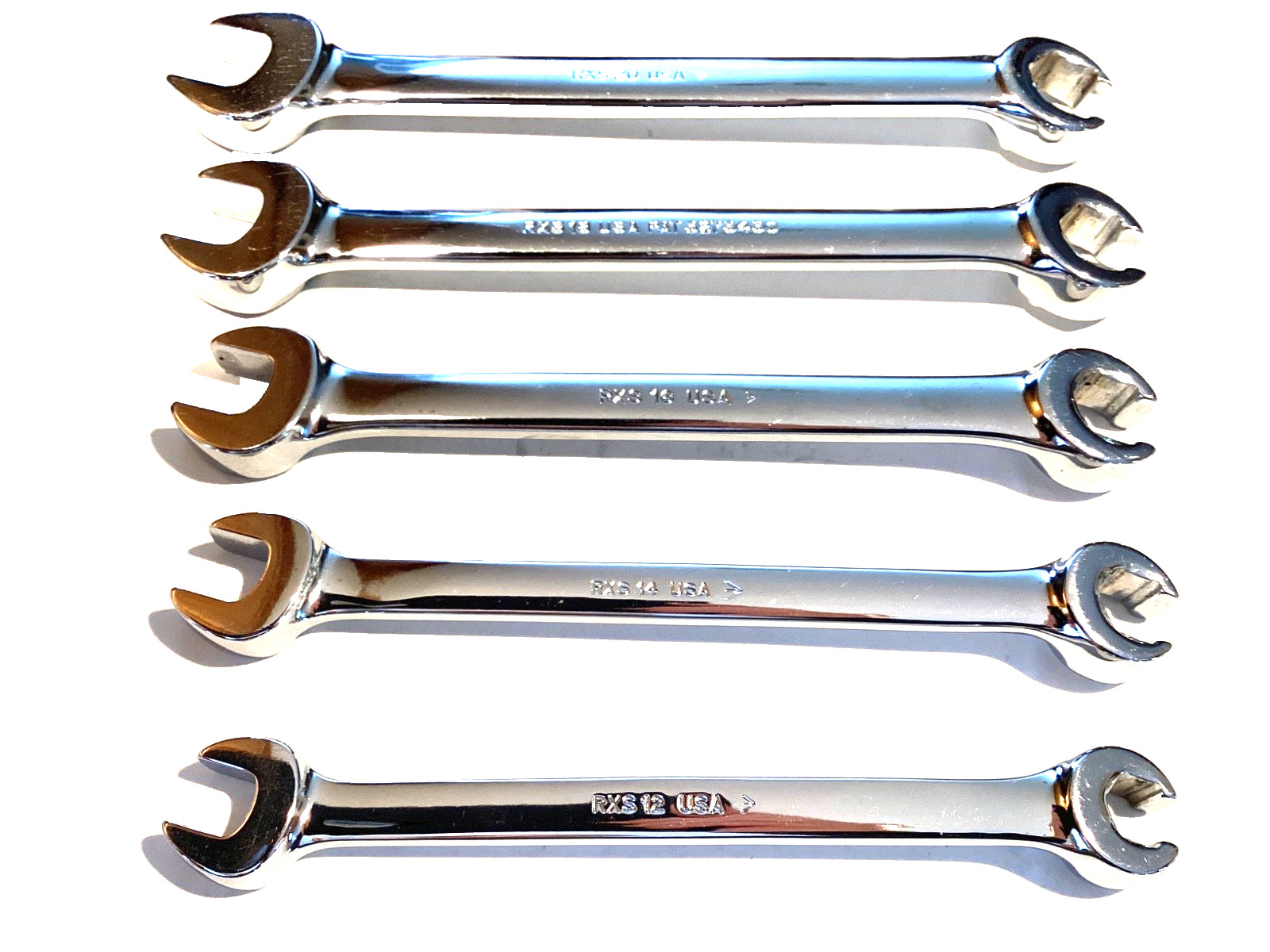 Snap On 5 Piece SAE Flare Nut Open End Combination Wrench Set RXS605 NEAR MINT