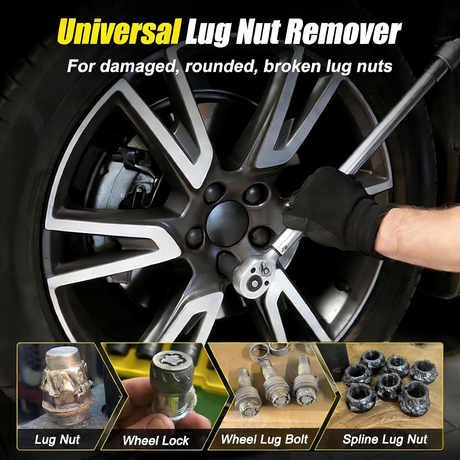 10-Piece Lug Nut Remover Set – Chrome Molybdenum Steel Impact Tool Kit