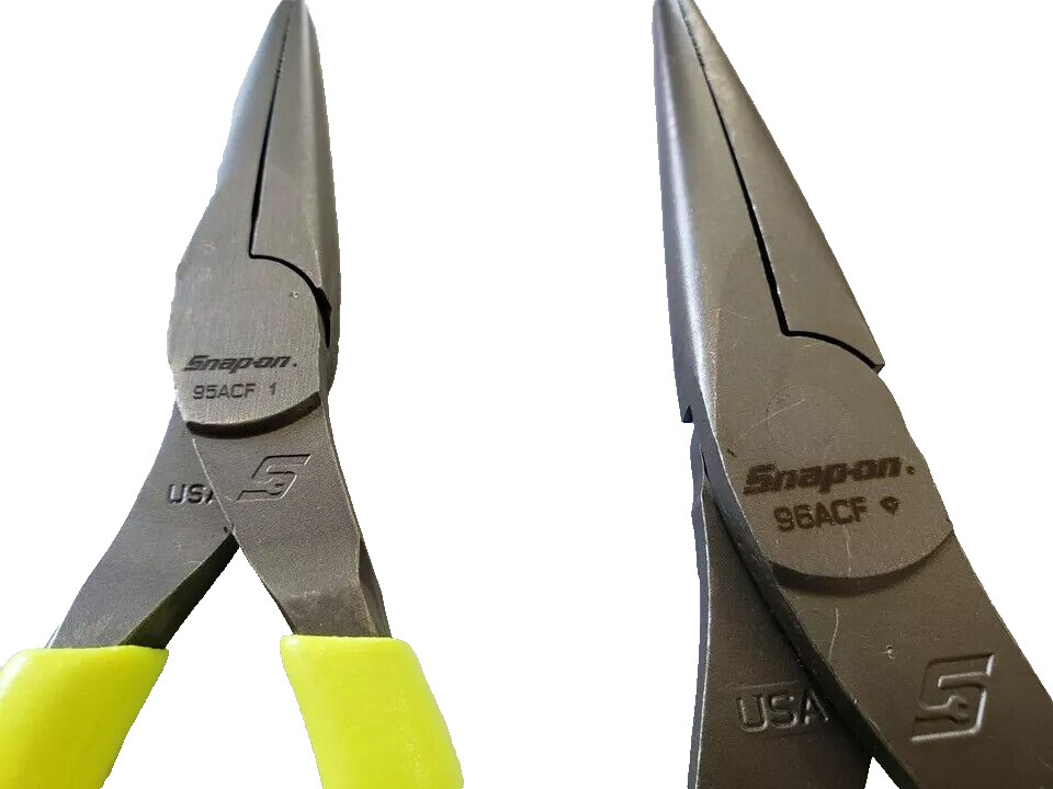 NEW Snap-on™ 3-pc Hi-Viz Yellow Soft Grip Needle Nose Pliers Lot Set 95ACF 96ACF