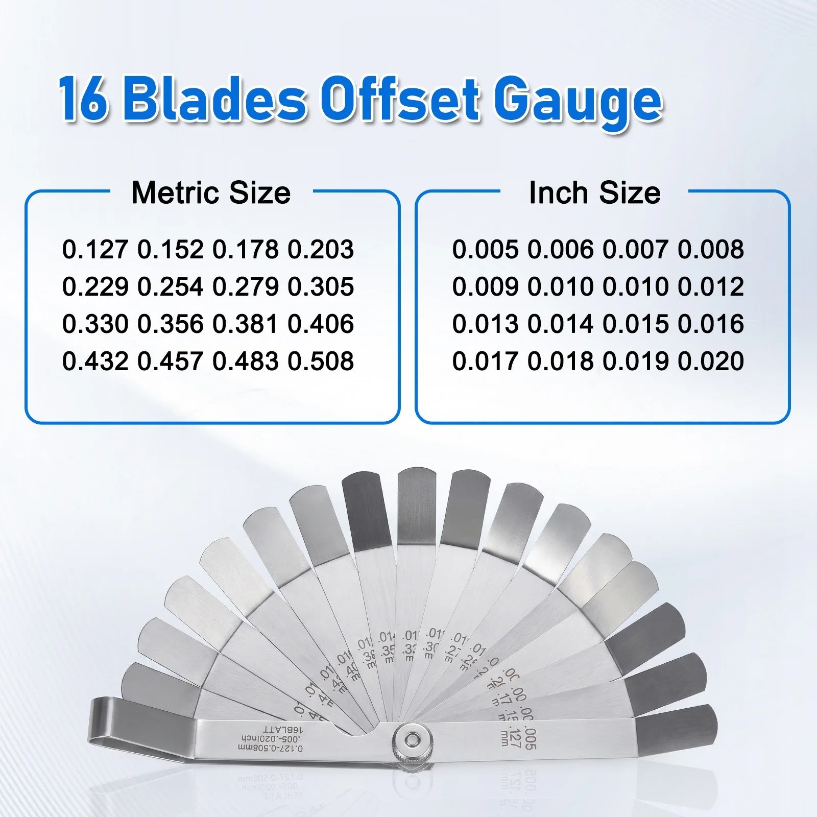Feeler Gauge Set Stainless Steel 32 Straight 16 Offset Blades SAE Metric
