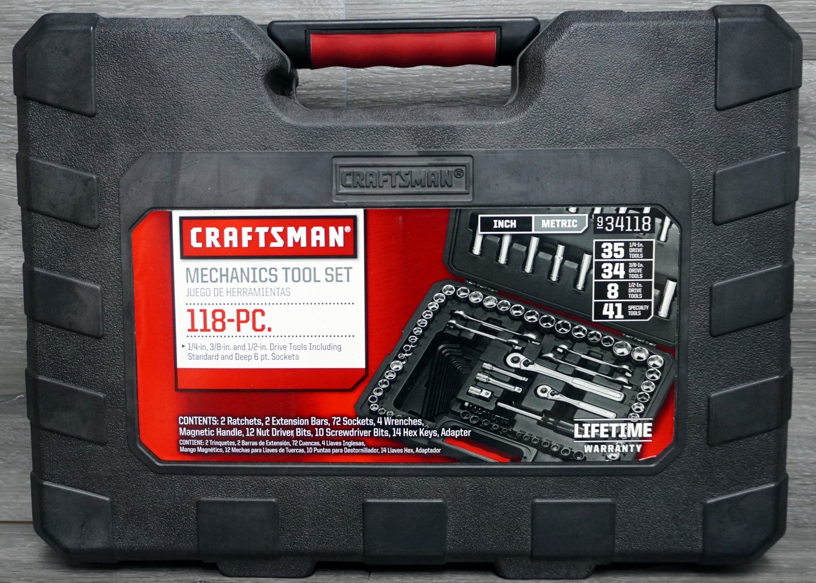 Complete Craftsman 34118 118pc Metric & SAE Socket Set 1/4″ 3/8″ 1/2″ Drive USA