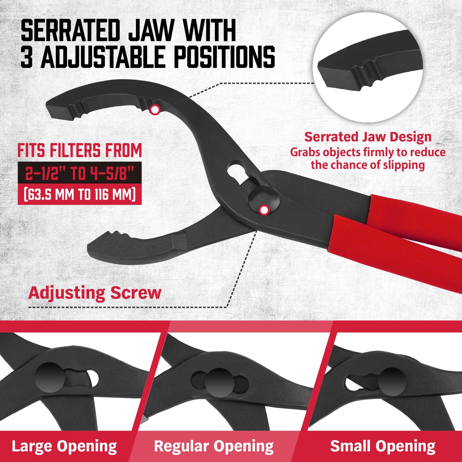 12 Inch Adjustable Oil Filter Pliers Wrench Removal Tool Hand Hardware Red