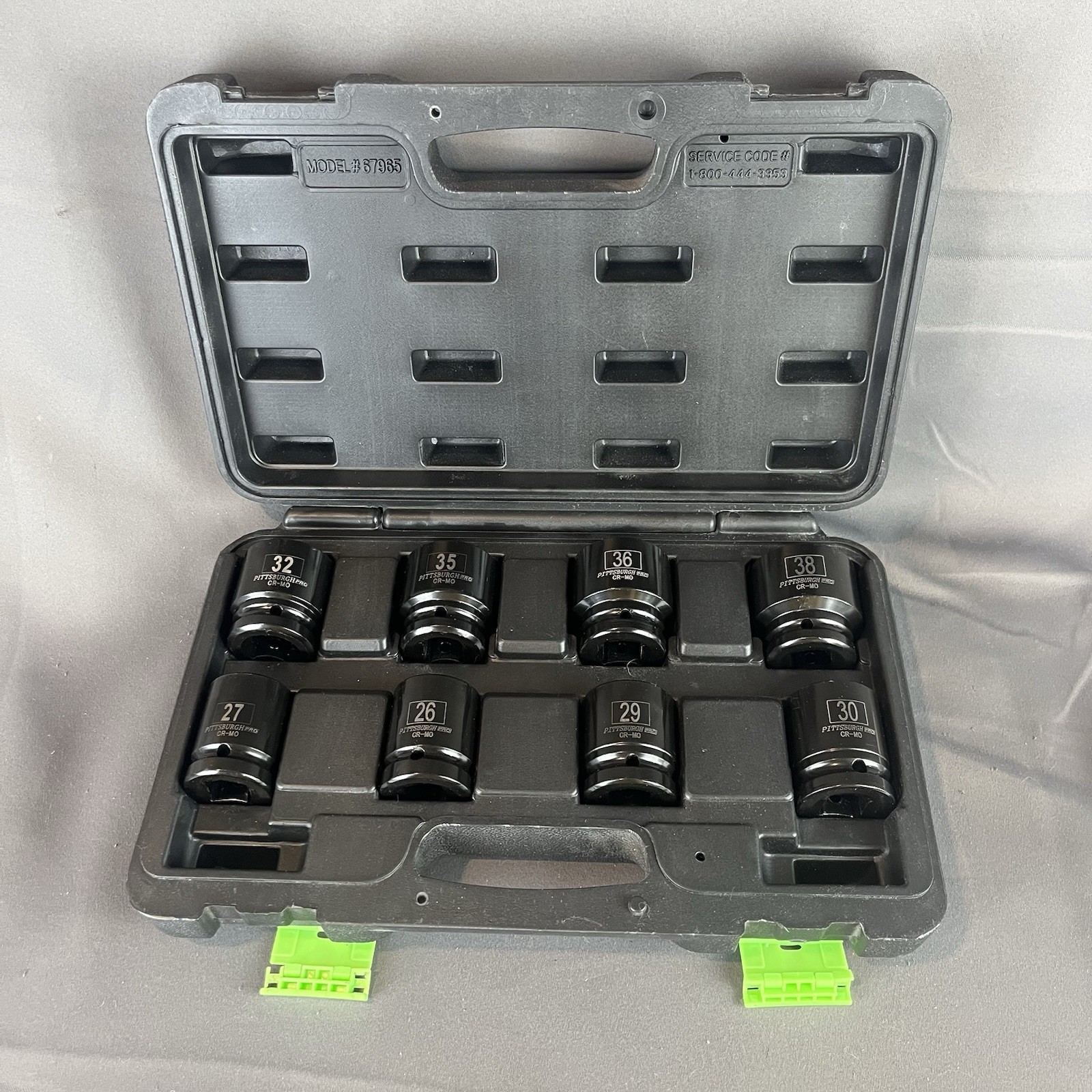 Pittsburgh 8 Piece Metric 3/4″ Drive Socket Set 26,27,29,30,32,35,36,38 mm 6 Pt