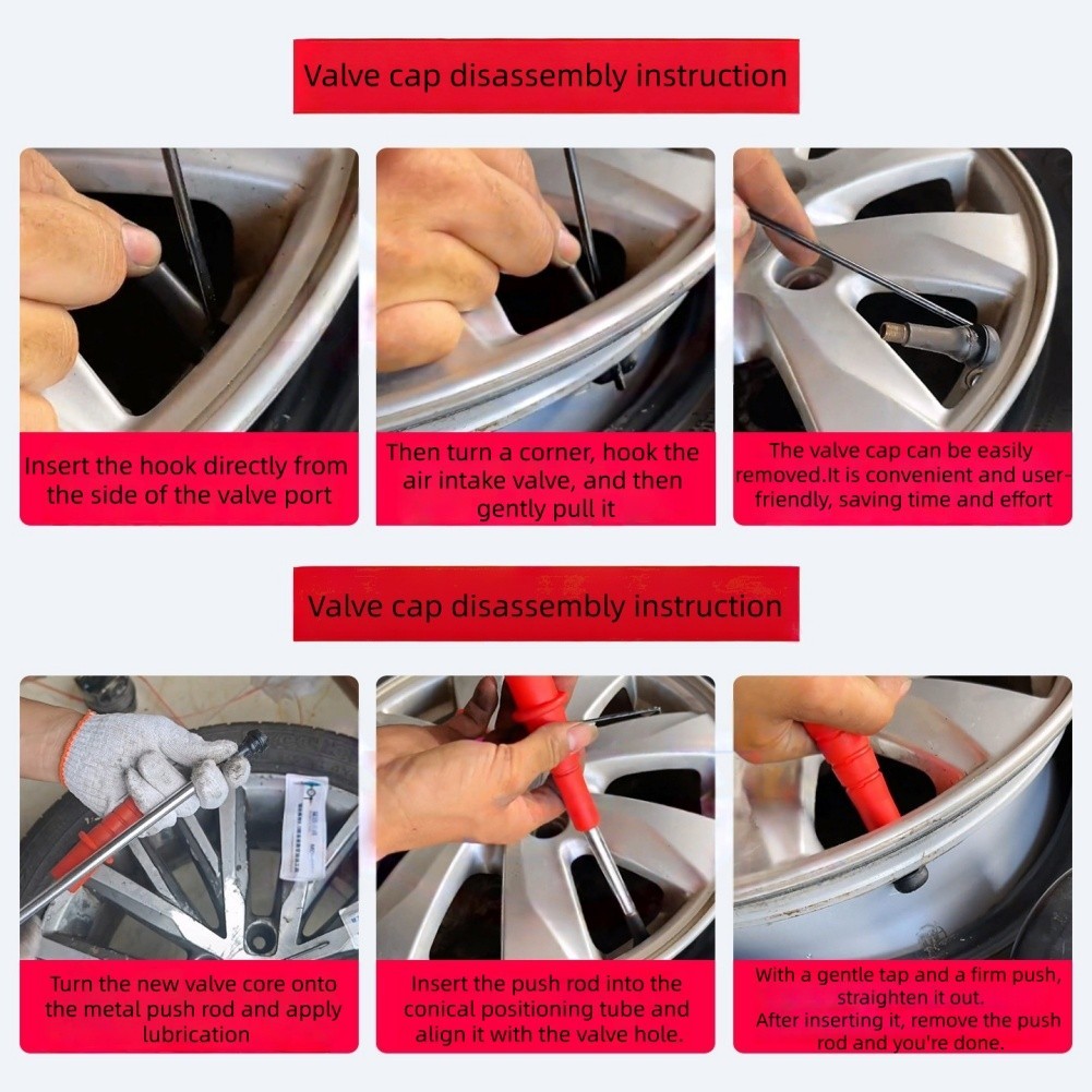 Tire Valve Tool Kit Plastic Metal Construction T Handle Anti Slip Grip