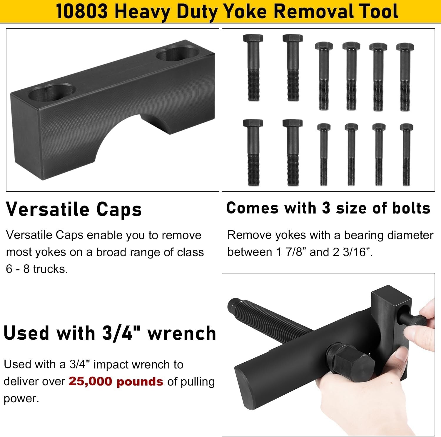 10803 Yoke Puller Yoke Removal Tool for Commercial Trucks Semi Truck Class 6-8