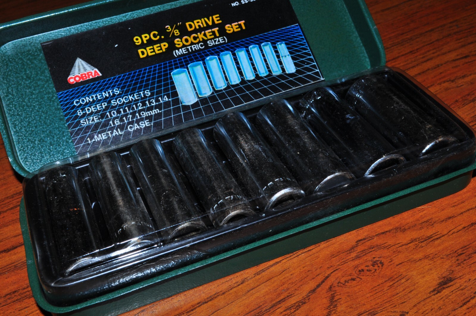 METRIC DEEP SOCKET 9 PCS 3/8″ DR 10MM TO 19MM METAL CASE