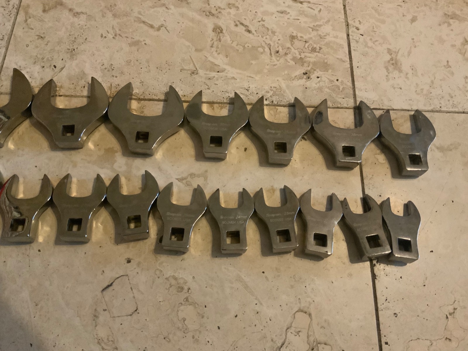 Snap On 17 Pc 1/2” Dr Metric Crowfoot Wrenches 20 – 46 mm incomplete