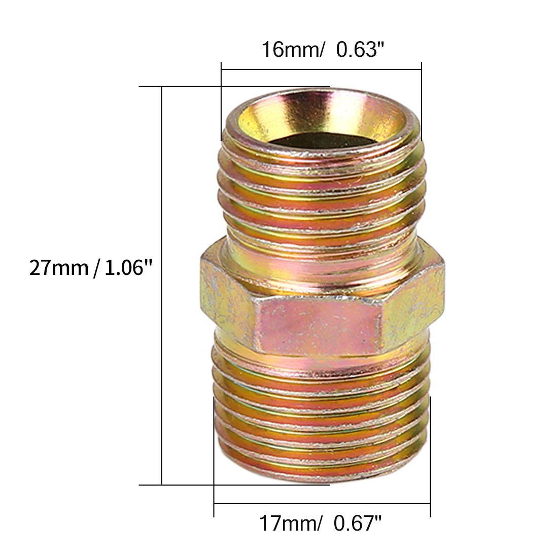 2pcs 3/8″ NPT to M16x1.5mm Male Air Pipe Fitting Adapter Connector