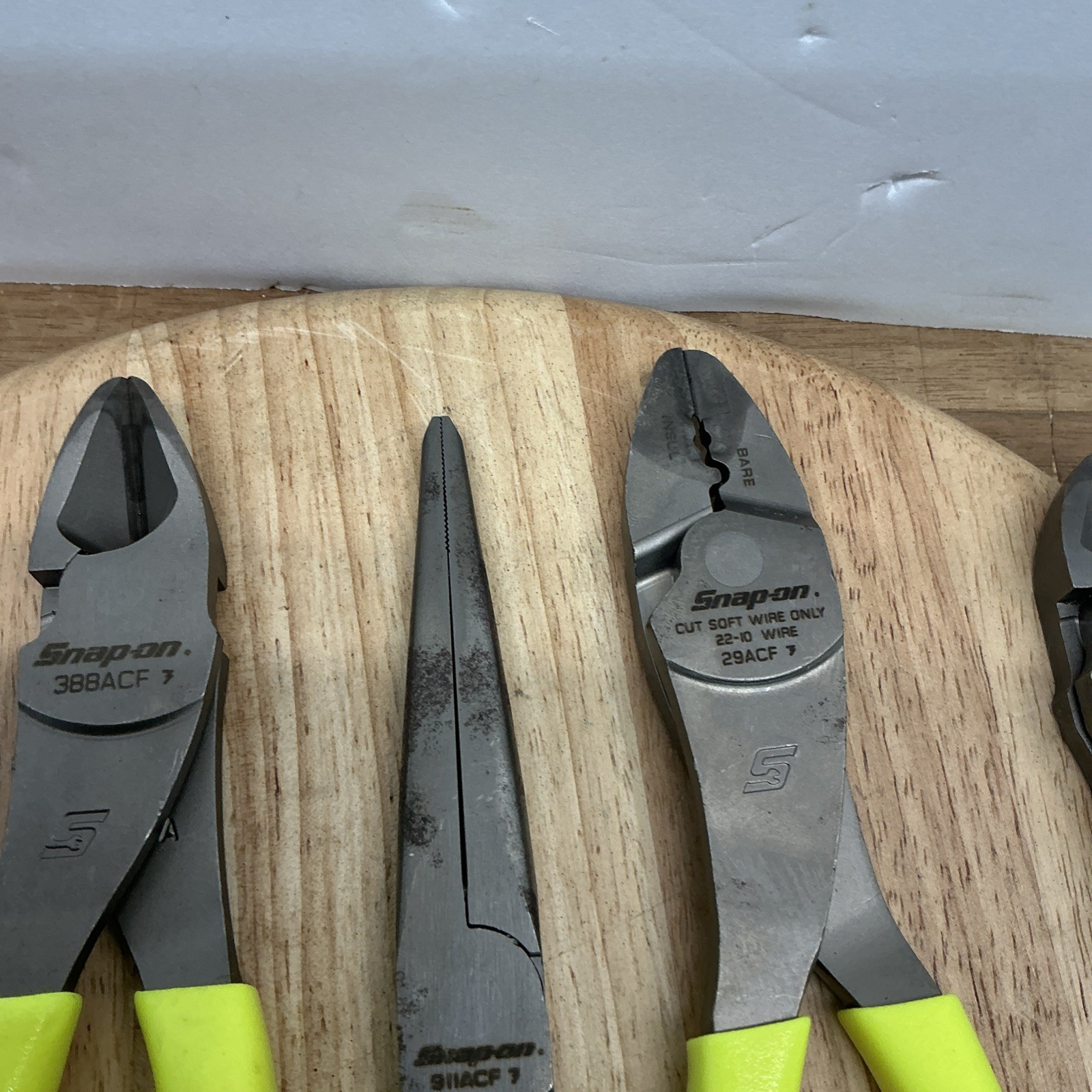 Snap on Tools 6-Piece Hi-Viz Yellow Plier Set Excellent Condition(Q)