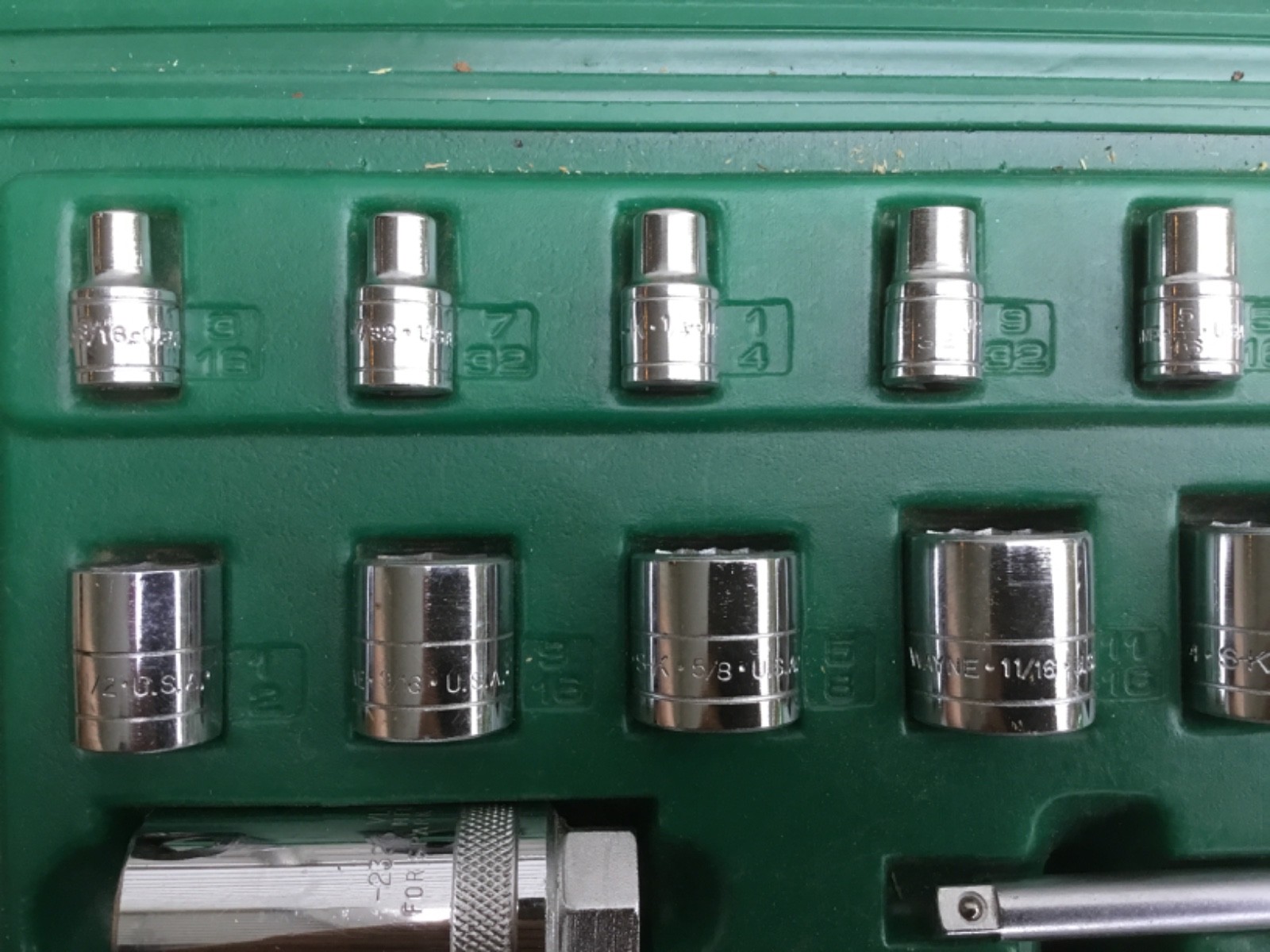 S-K Tools 1/4” & 3/8” 21 Piece Complete SAE Socket Set W/Case #4222 Excellent