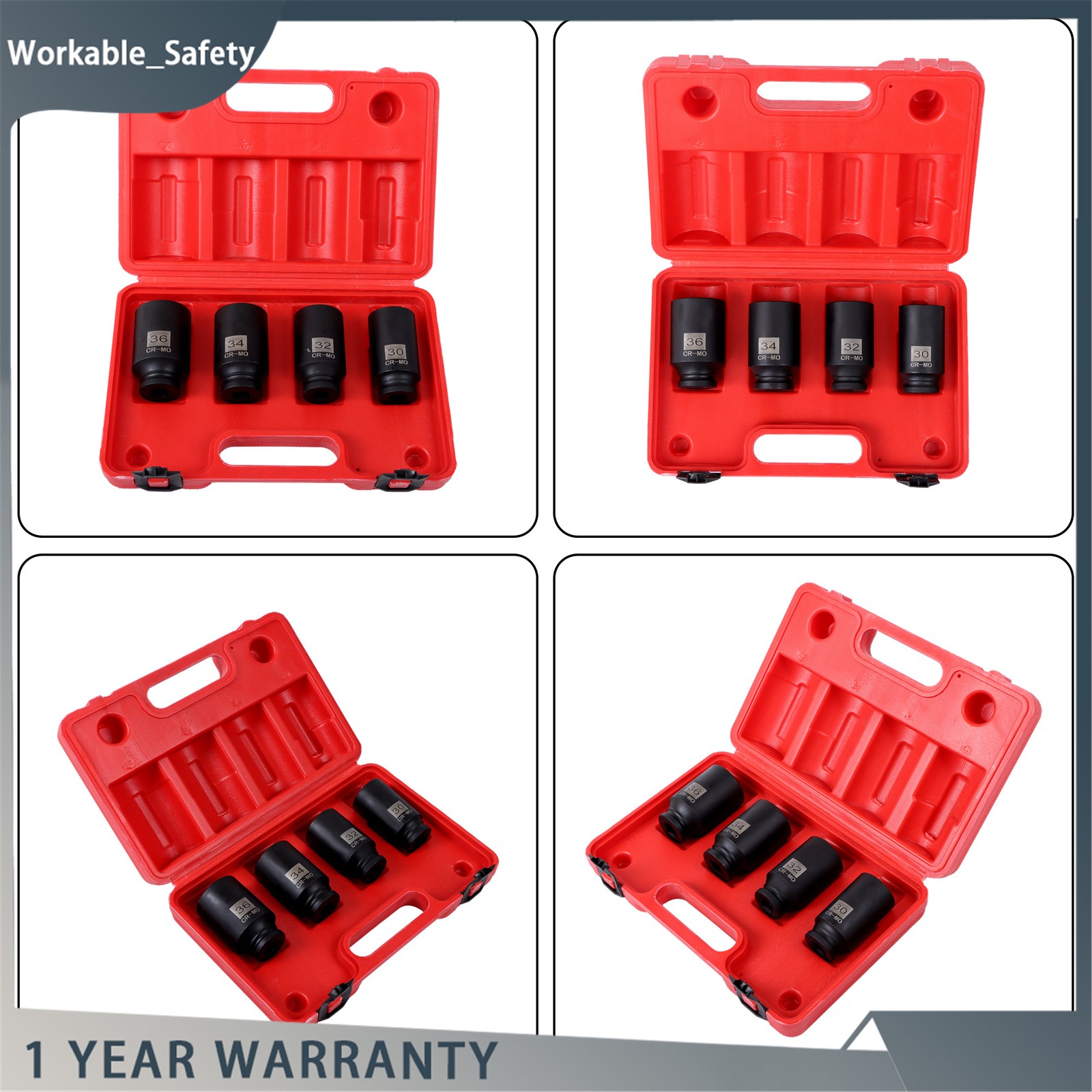 4pcs 1/2 Drive Deep Spindle Axle Nut Socket Set 30mm 32mm 34mm 36mm 12Point NEW