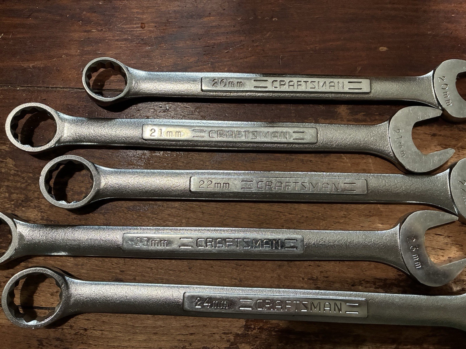 Craftsman Tools USA 5pc 20mm-24mm Large Metric Combination Wrench Set Used