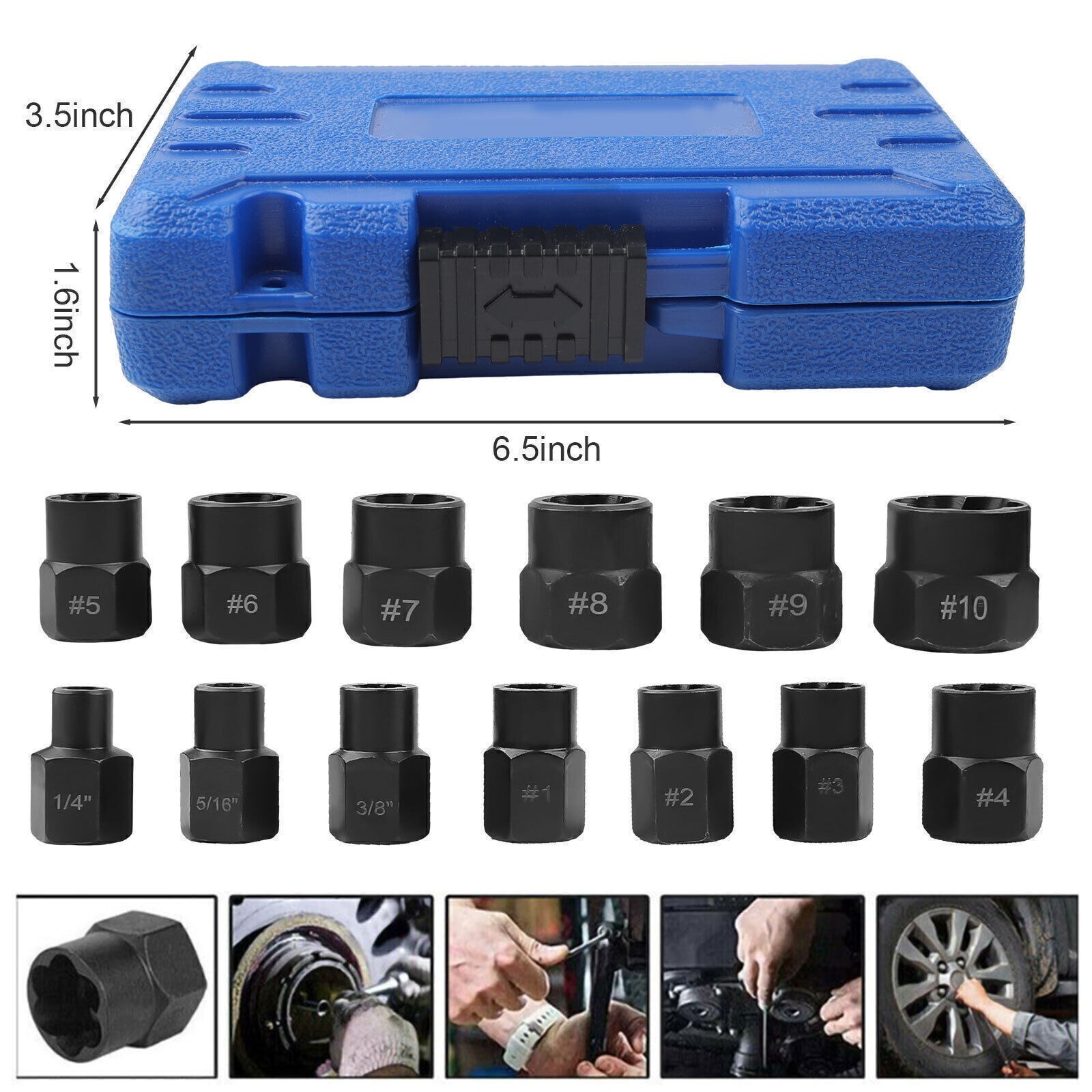 13PC Bolt Extractor Damaged Lug Nut Remover Twist Socket Extractor Tool 8-19MM I