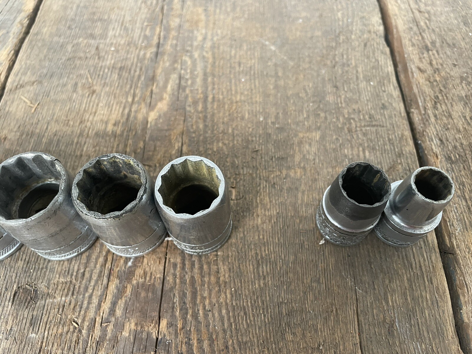 Vintage 9PC Set SK Shallow Tapered 1/2 In Drive Socket 1-1/8″ – 7/16″ USA
