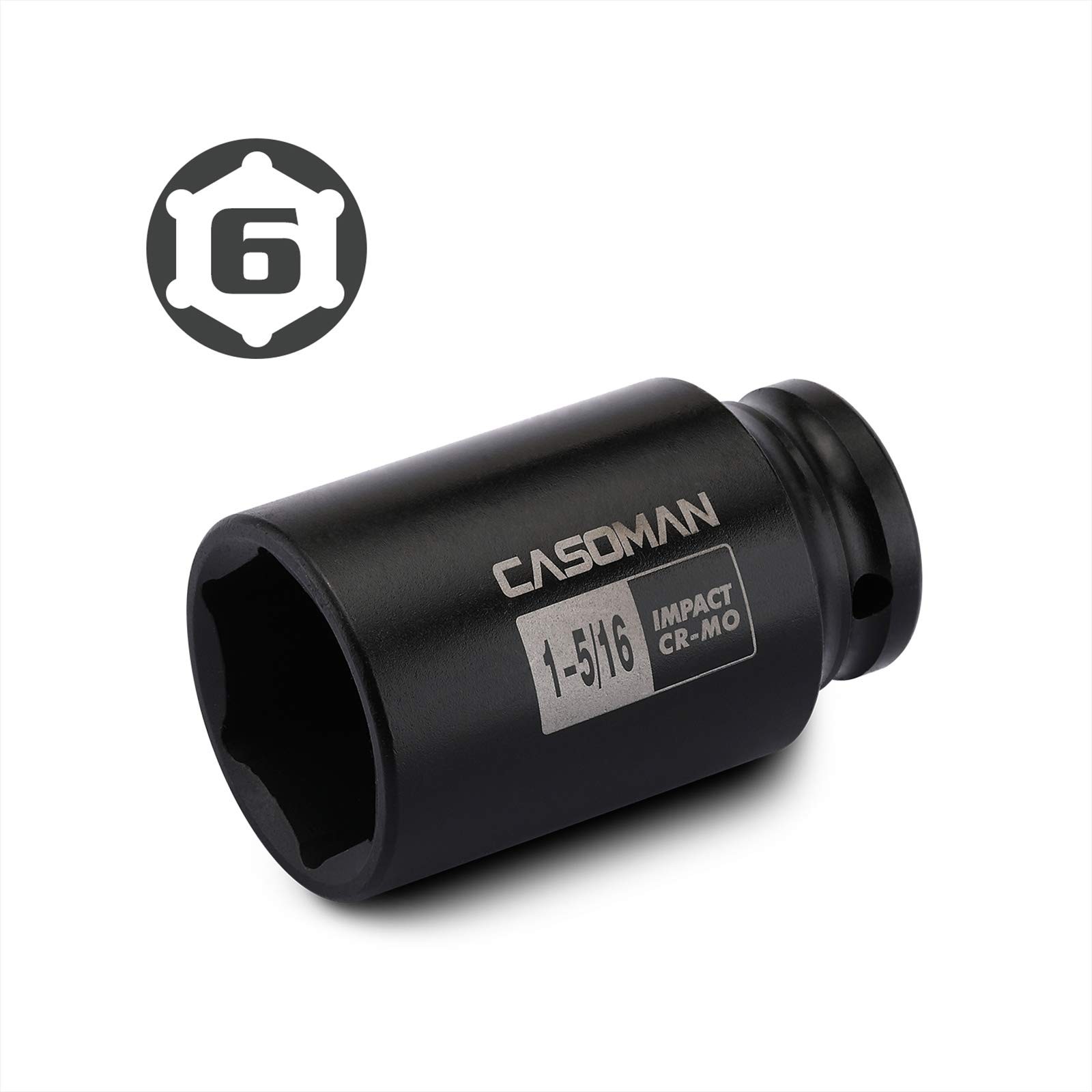 CASOMAN 1/2-Inch Drive 6-Point Deep Impact Socket- 1-5/16» 33.34 mm (Deep)