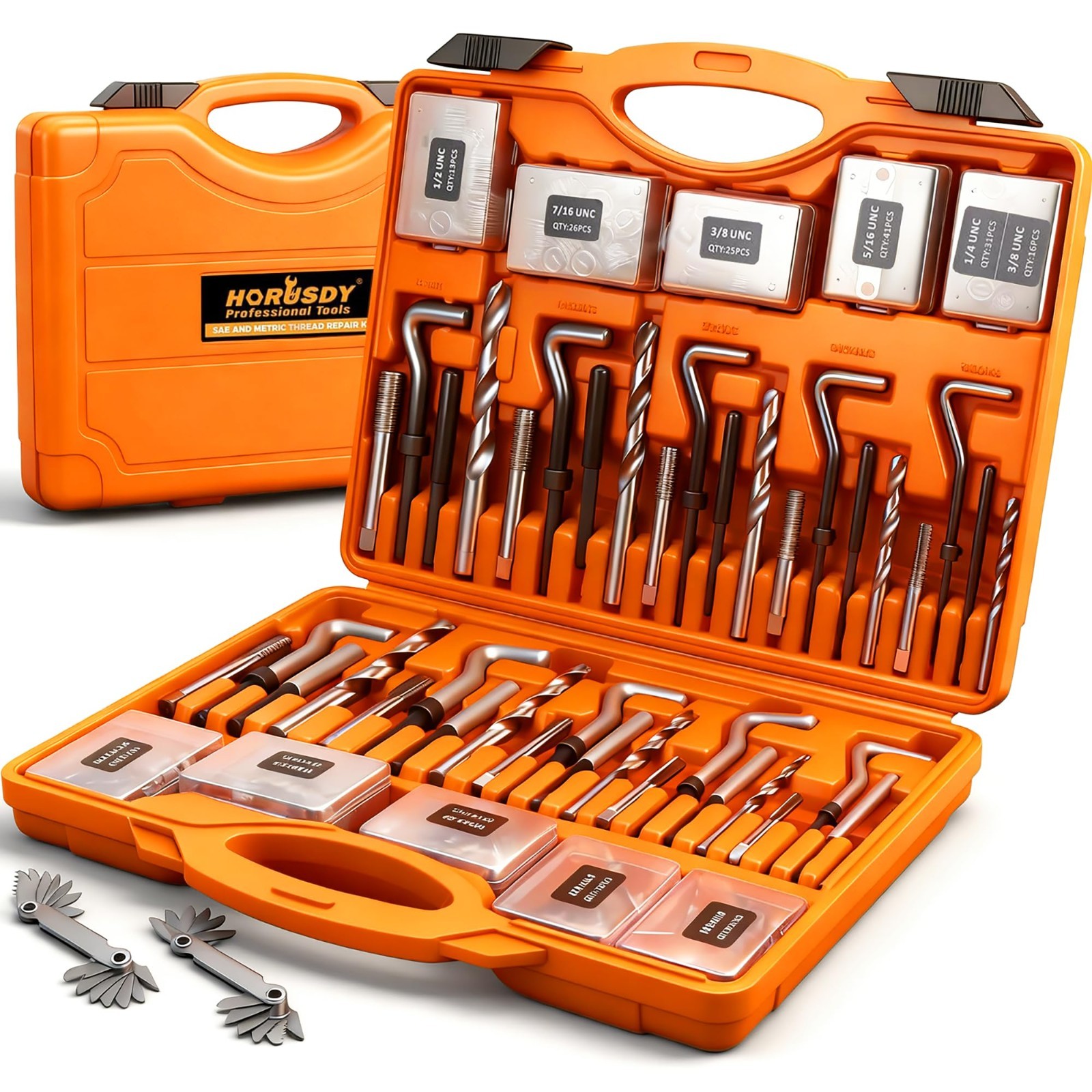 348-Piece Thread Repair Kit – Metric & SAE Helicoil Set with HSS Drill Bits & To