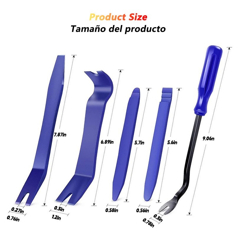 5Pcs Car Trim Removal Tool Set Hand Tools Pry Bar Panel Door Interior Clip Kit