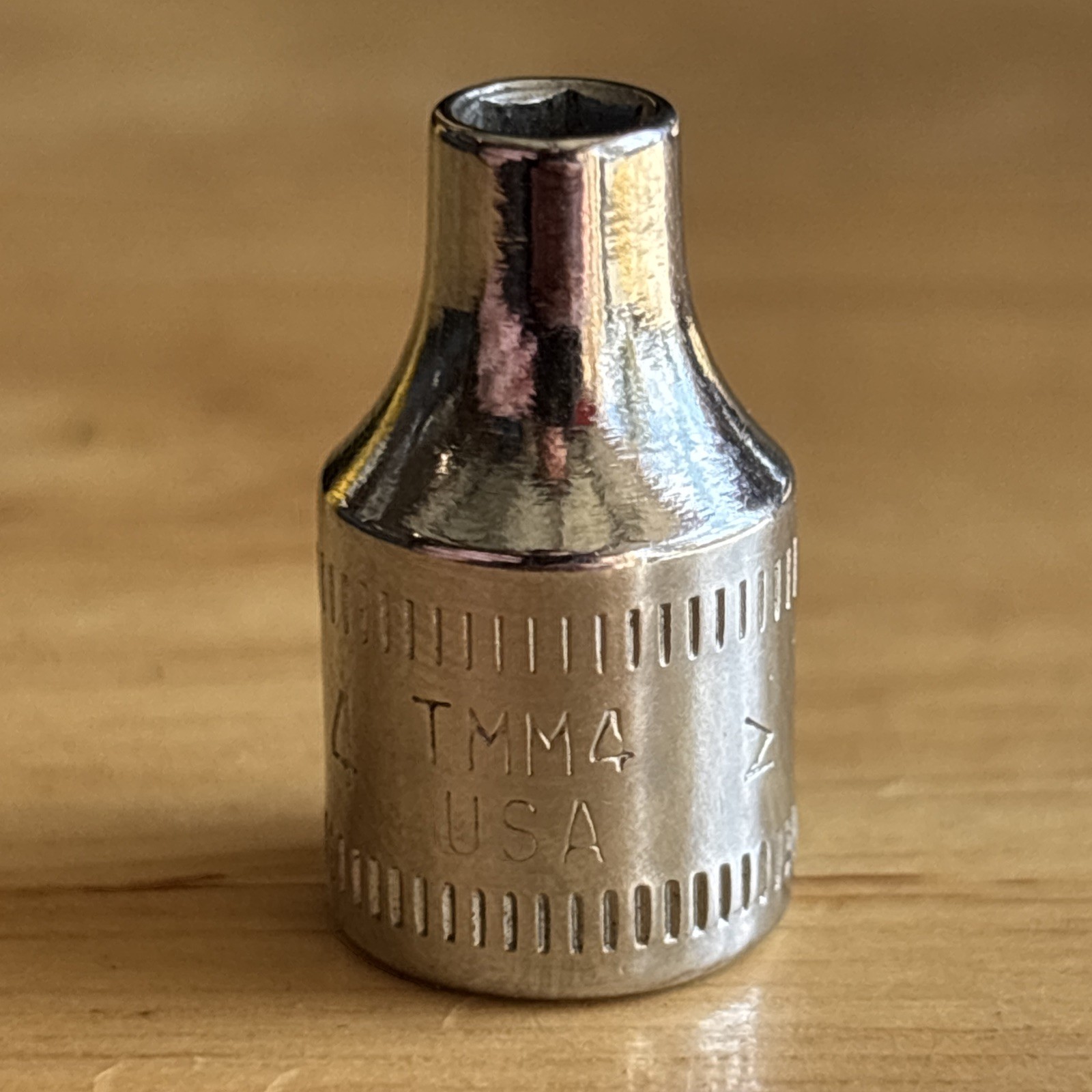 Snap On 4mm Shallow Socket 1/4″ Drive 6 Point TMM4 Vtg USA