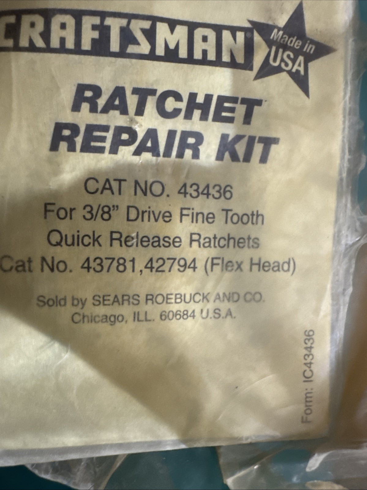 Sears Craftsman USA Nos 43436 Rhft 3/8” Drive Ratchet Repair Kit 43781 42794 Flx