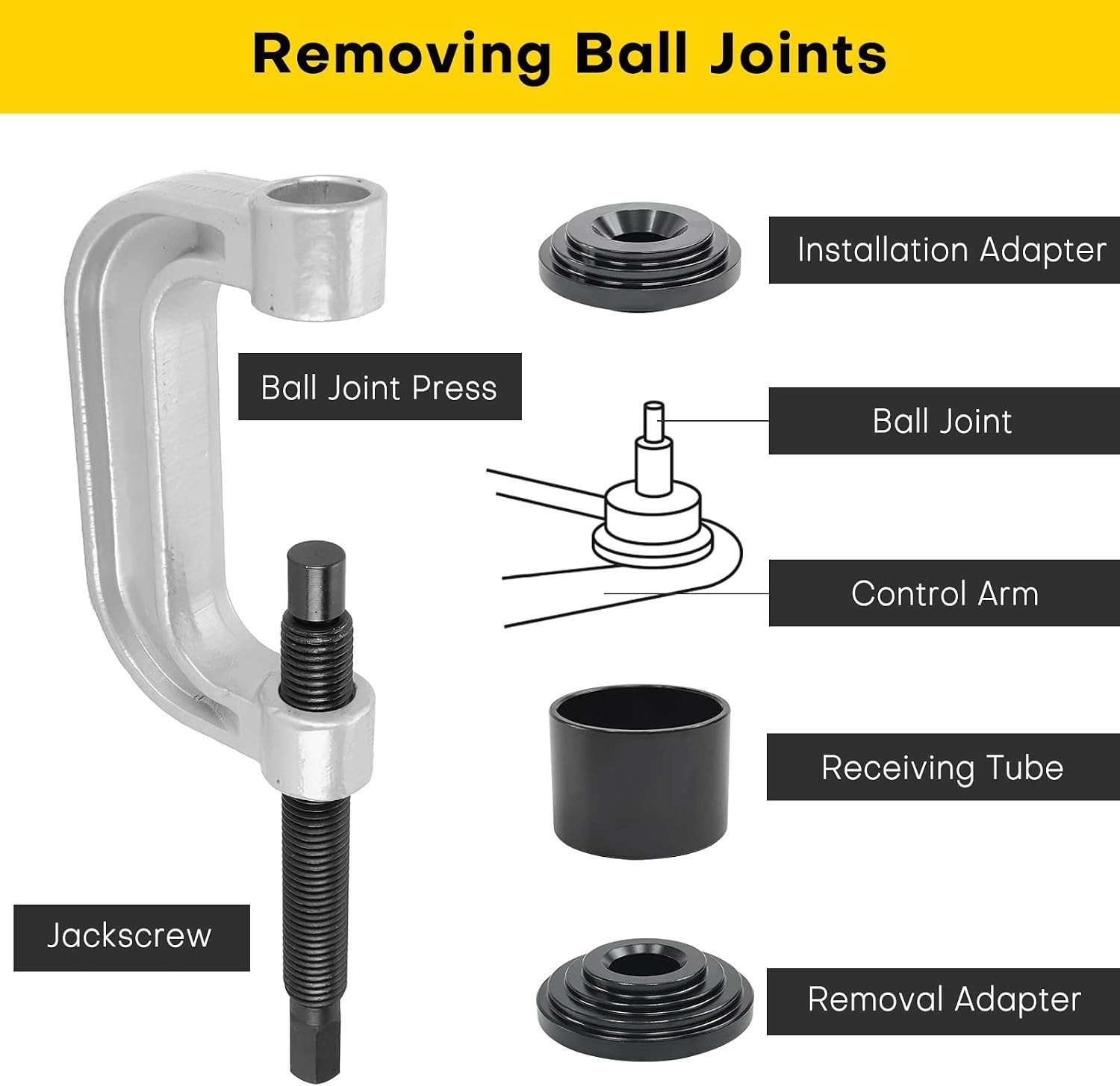 OMT Heavy Duty 4 in 1 Ball Joint Press U Joint Removal Tool Kit w 4×4 Adapters