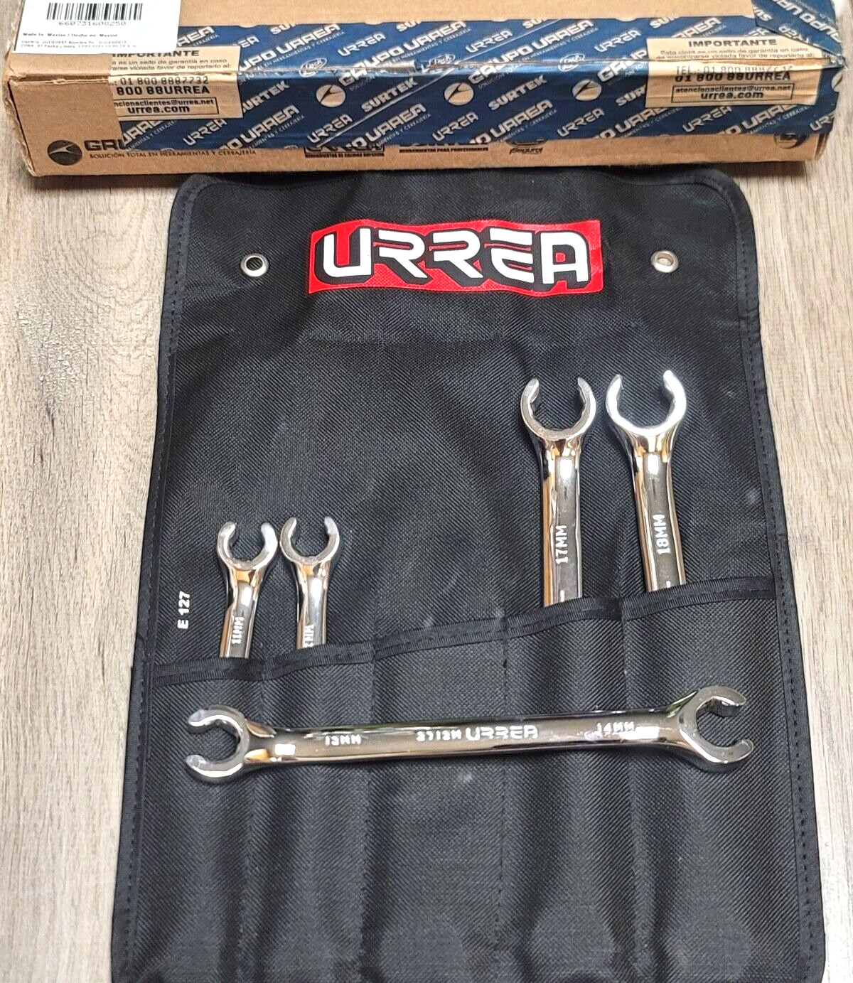Urrea Tools 5pc Metric Flare Nut / Tubing Line Wrench Set 9-18mm Mexico #3700M