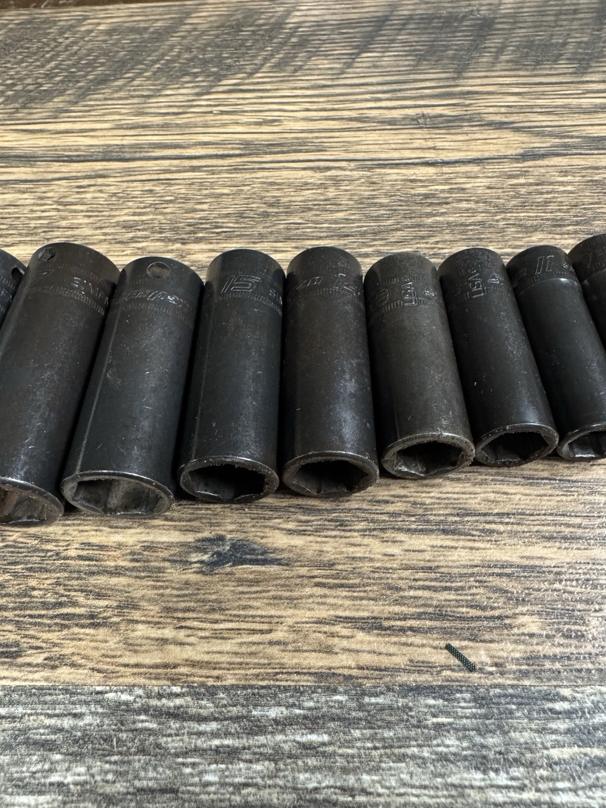 USED SNAP ON TOOLS 214SIMFMYA 3/8″ METRIC 6 PT DEEP IMPACT SOCKET SET 8-19mm