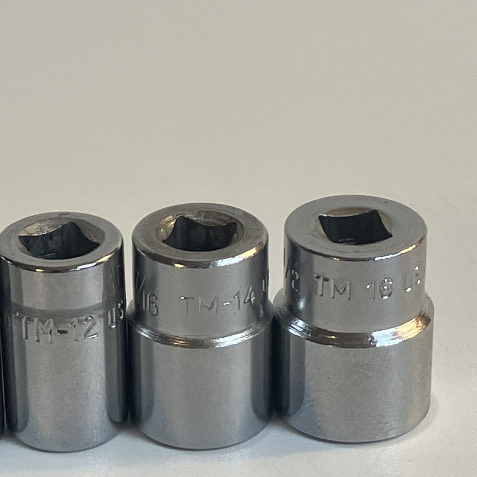 Snap On Tools 1/4″ Drive 9 Pc SAE Shallow 6 Pt Socket Lot TM6 – TM18 3/16″-9/16″