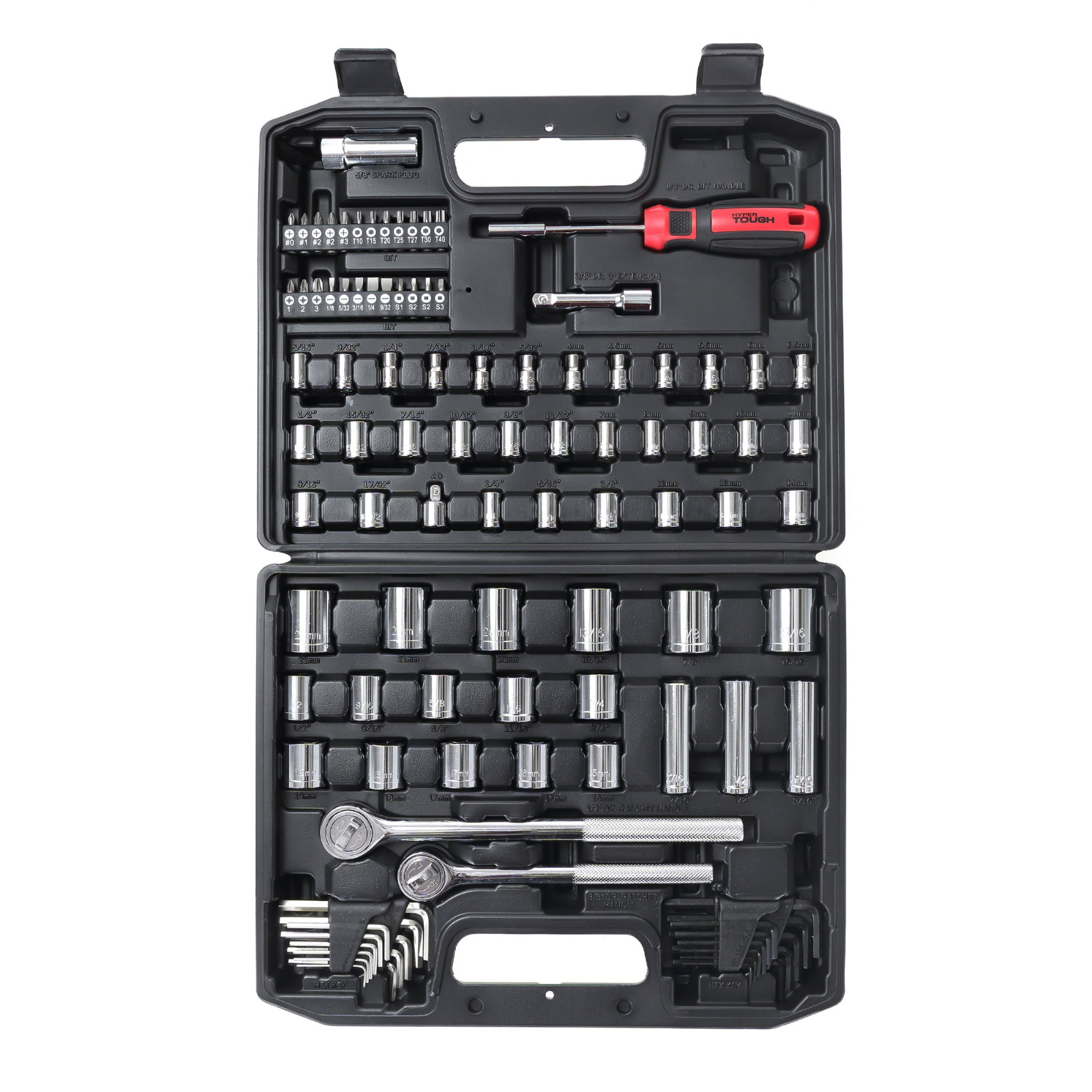 Hyper Tough 107Pc Socket Set 1/4 3/8 1/2 Drive Mechanic Kit (FREESHIP)
