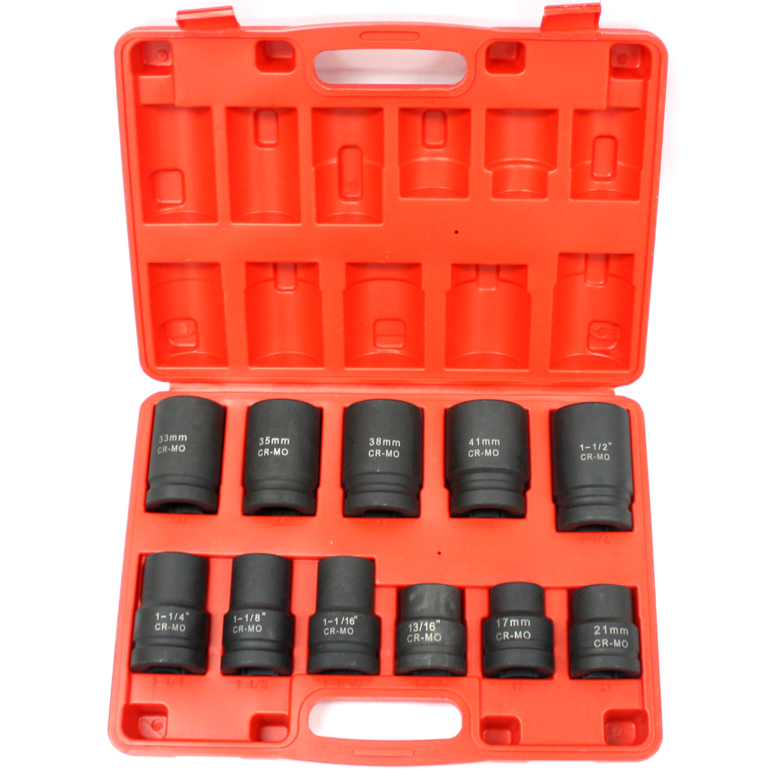 SAE & Metric 11pc 1″ Dr Heavy Duty Impact Socket Set for Truck Tractor Equipment