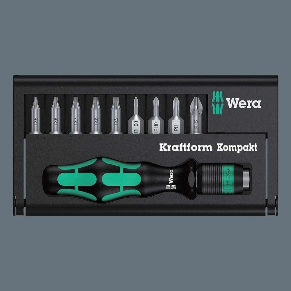 Wera Kraftform Kompakt 10 Pcs Rapidaptor Compact Screwdriver Set 05056653001
